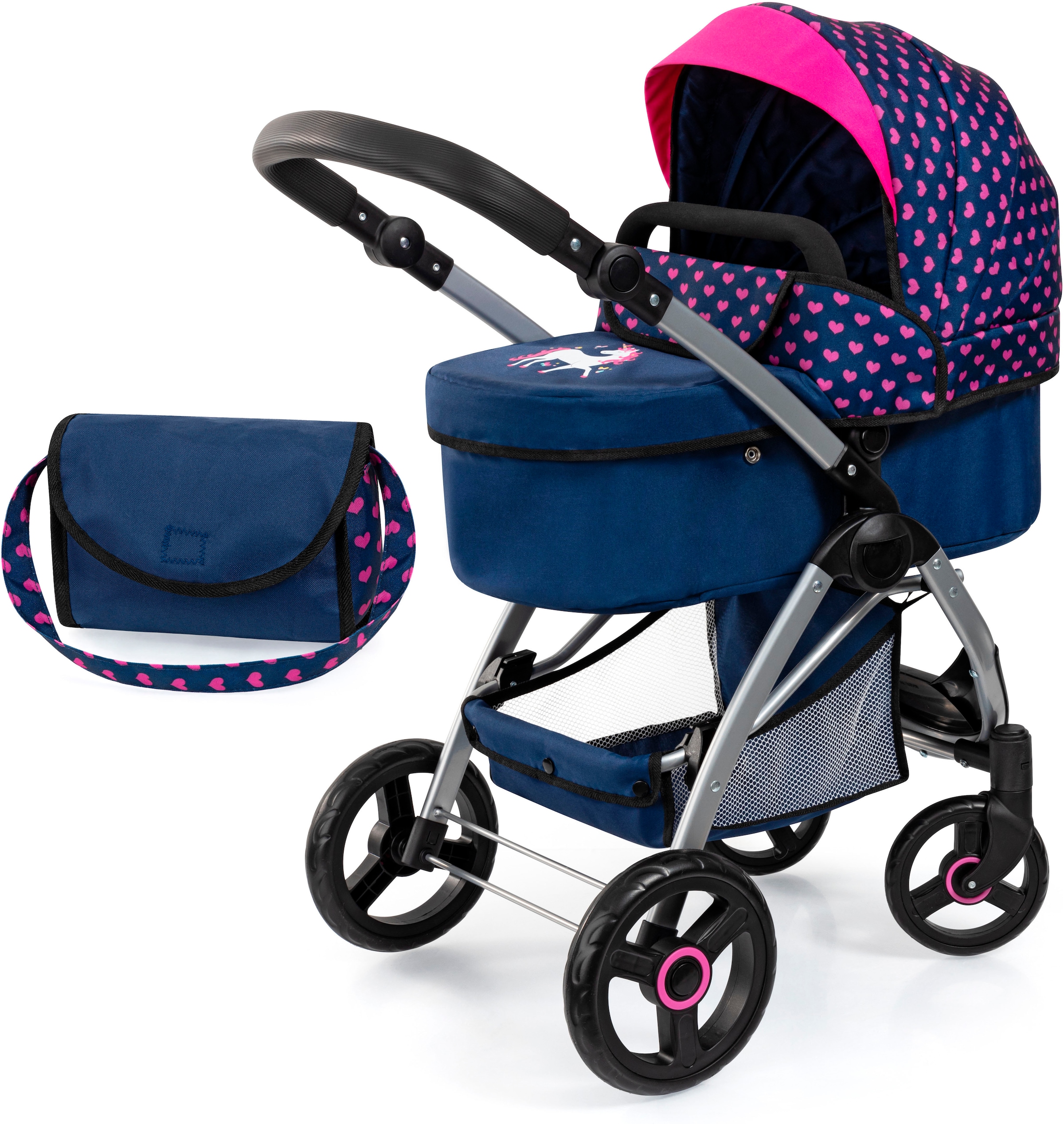 Bayer Kombi-Puppenwagen »City Max blau«, mit Wickeltasche