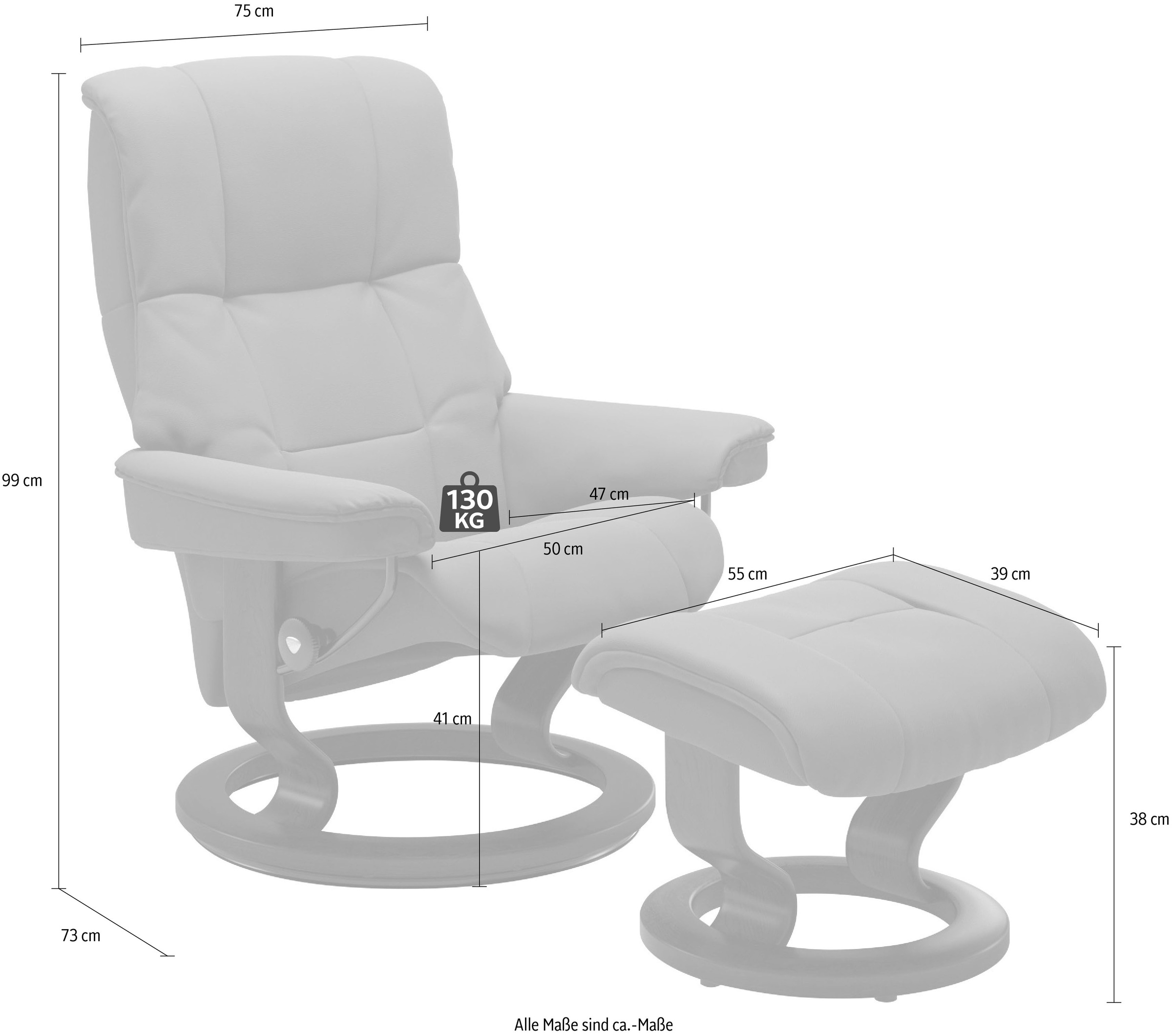 Stressless® Relaxsessel »Mayfair« Relaxsessel mit Hocker,  mit Hocker, mit Classic Base, Größe S, M & L, Gestell Eiche, in 3 Bezugsqualitäten lieferbar