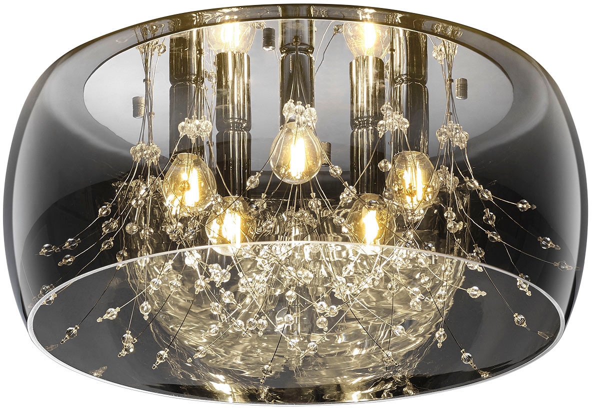 Deckenleuchte »Crystel«, bei flammig-flammig, OTTO Elegante kaufen mit 50cm, Leuchtmittel Deckenlampe Glasschirm Ø exkl 5xE14 Leuchten TRIO 5