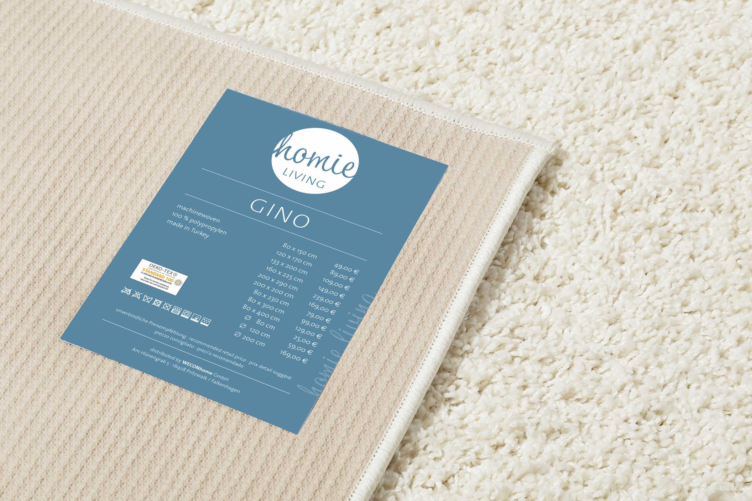 Homie Living Teppich »Gino«, rechteckig, 30 mm Höhe, Hochflor, gewebt, weich, uni, Wohnzimmer, Schlafzimmer, waschbar