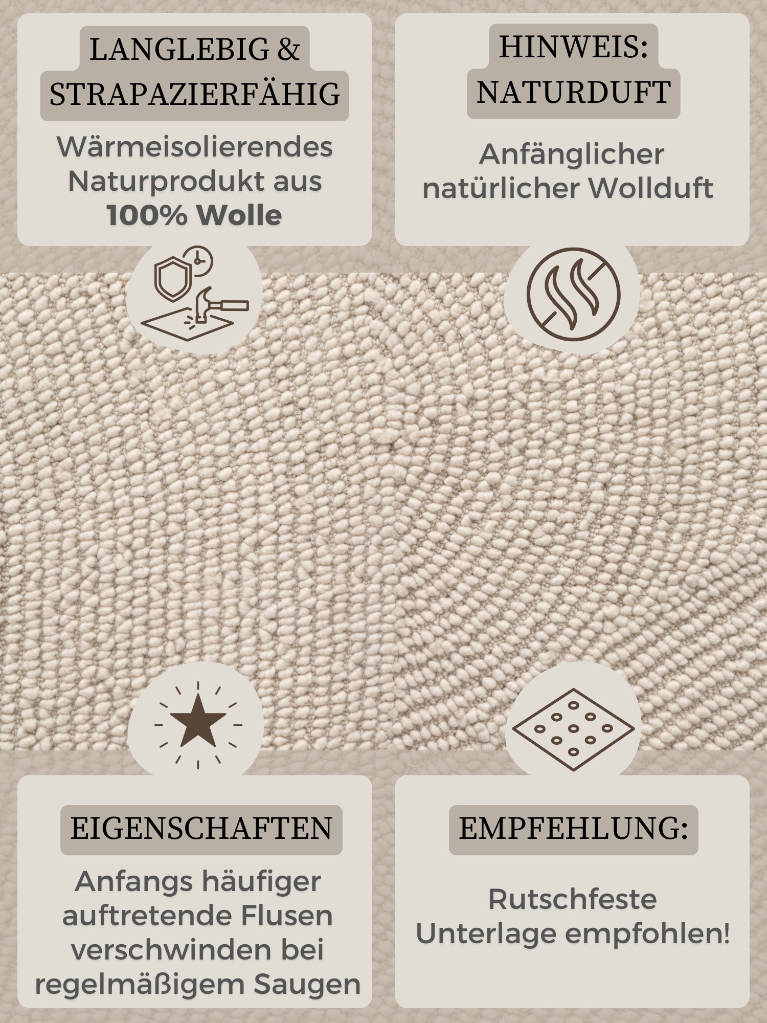 HANSE Home Wollteppich »Eleni«, rechteckig, 18 mm Höhe, Handgetuftet, Wolle, Natur, Wohnzimmer, Schlafzimmer, Skandi, Hygge