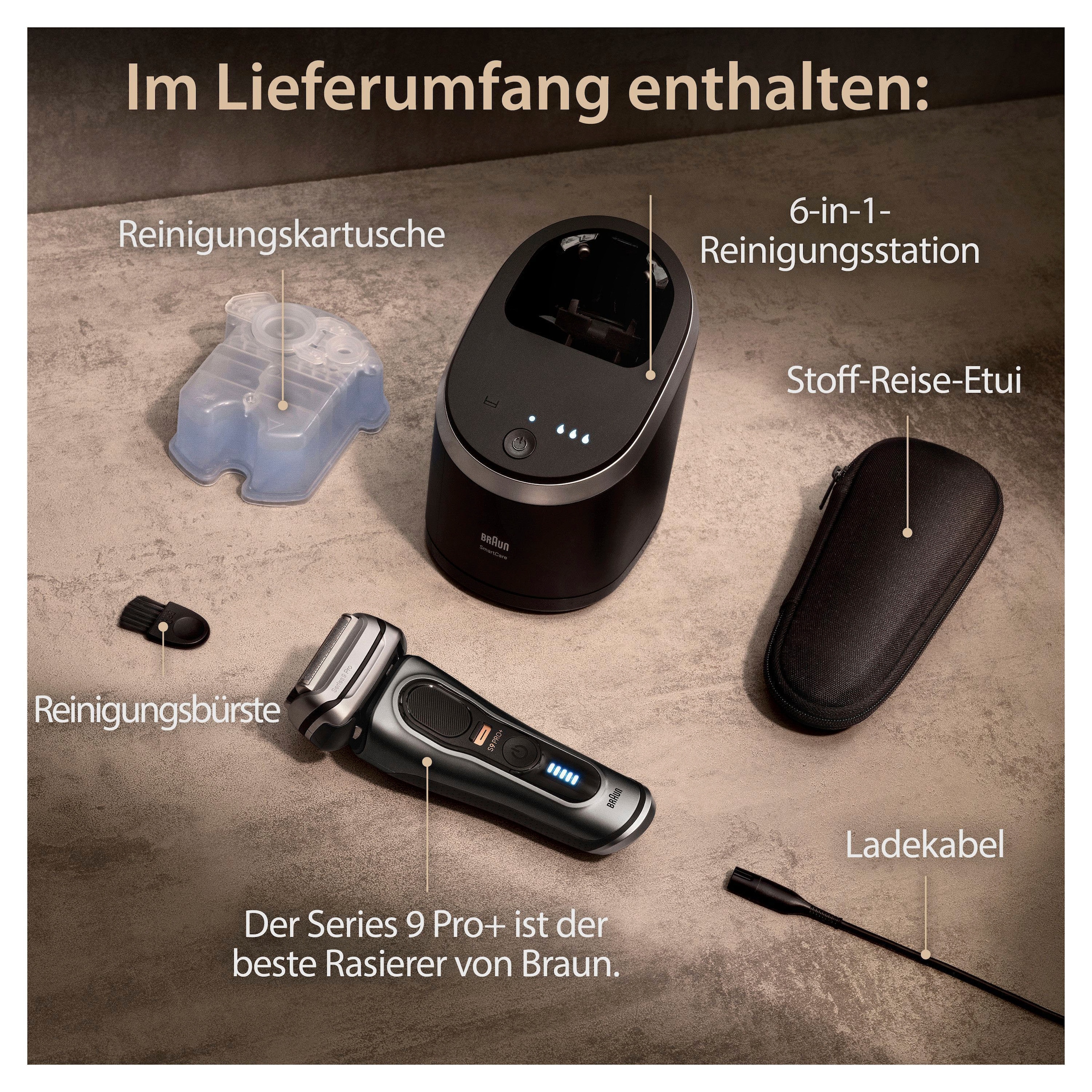 Braun Elektrorasierer »Series 9 Pro+ 9565cc«, Reinigungsstation, Precision ProTrimmer