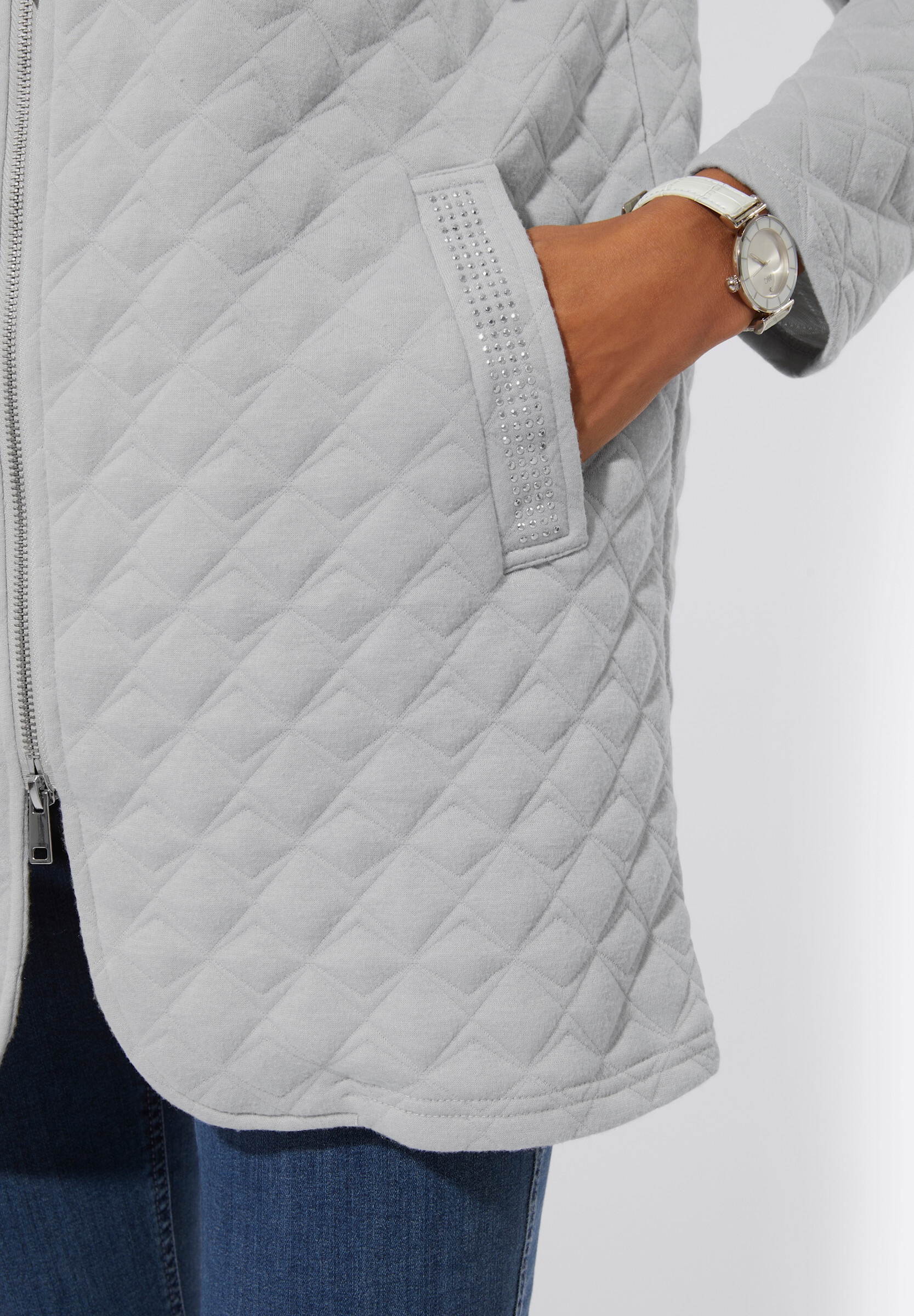creation L Shirtjacke »Sweatjacke Shirtjacke in Rautenstruktur«