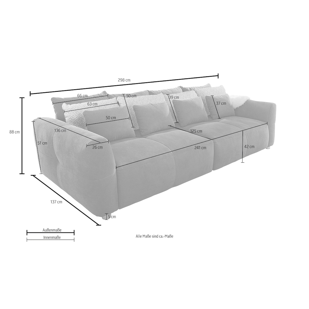 INOSIGN Big-Sofa, mit Federkernpolsterung für kuscheligen, angenehmen Sitzkomfort im trendigen Design