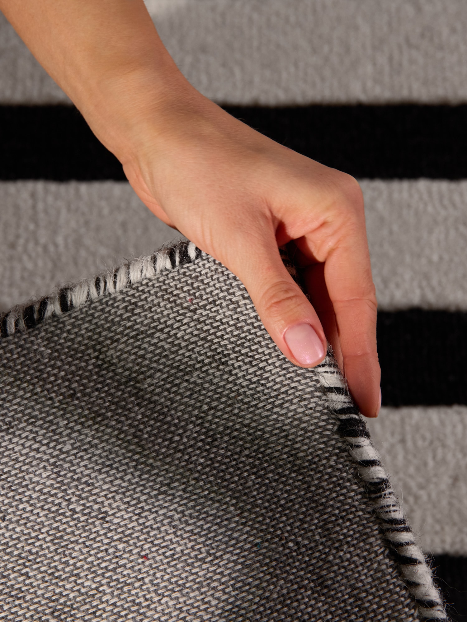 ELLE DECORATION Wollteppich »Noir« rechteckig 12 mm Höhe Wolle, Natur, Wohnzimmer, Schlafzimmer, Modern, Geometrisch, Streifen