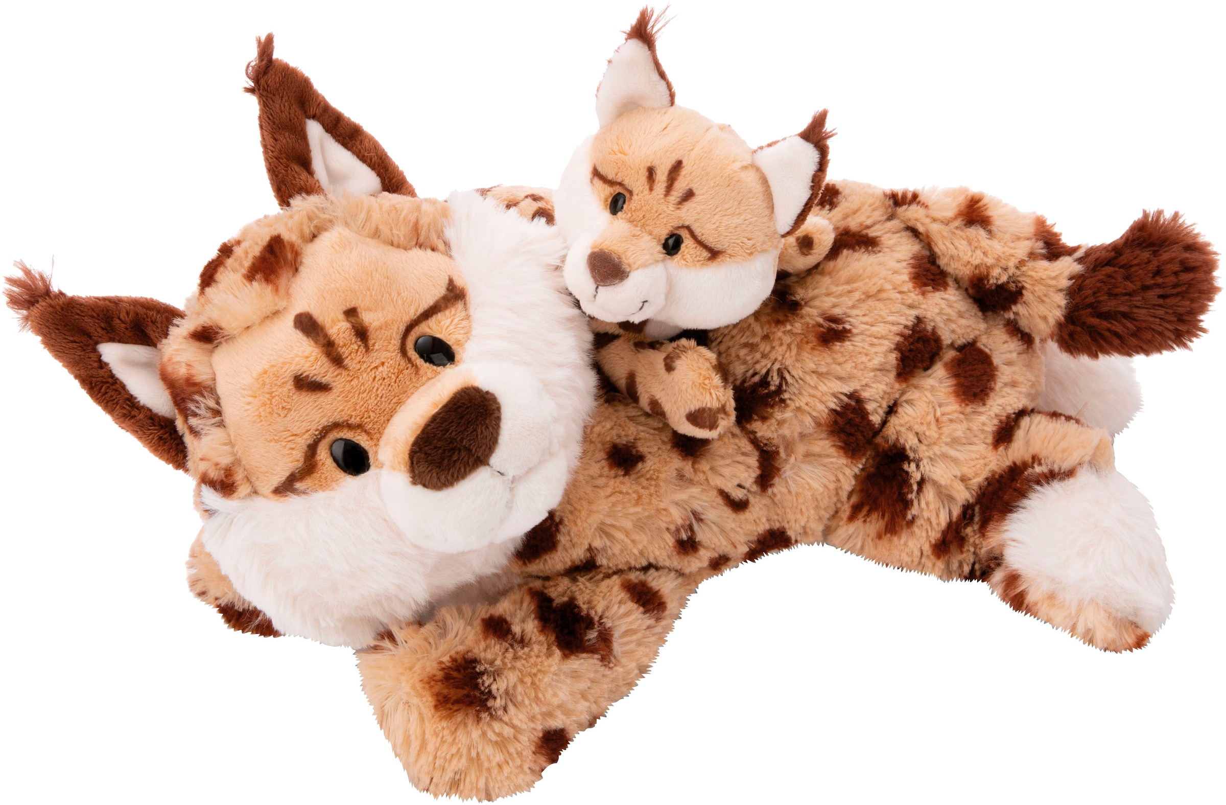Nici Kuscheltier »Wild Friends GREEN, Luchs Mutter & Kind, 40 cm & 20 cm«, liegend, enthält recyceltes Material (Global Recycled Standard)