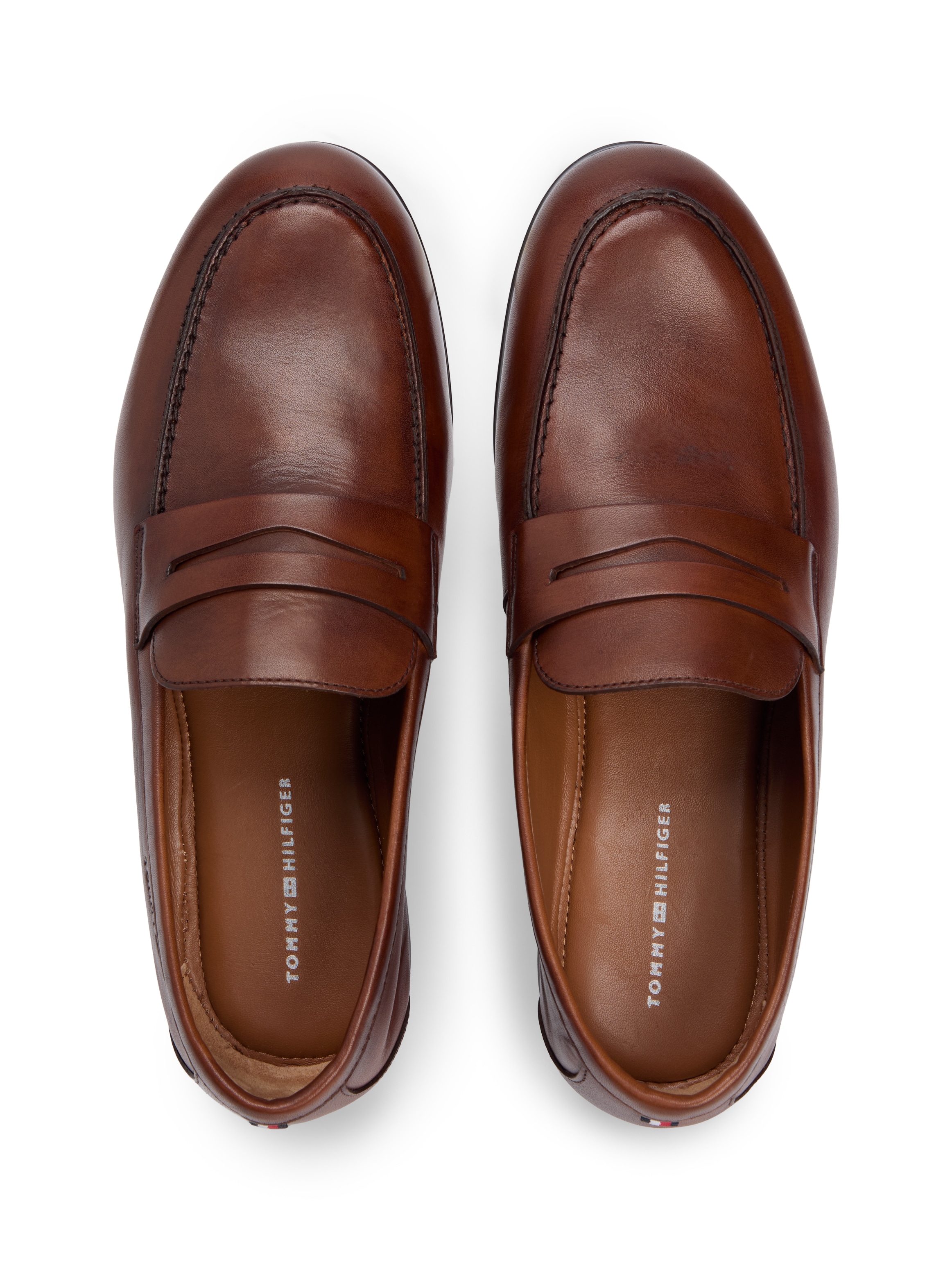 Tommy Hilfiger Loafer »FLEXIBLE SLIM  LEATHER LOAFER«  Blockabsatz, Slipper, Businessschuh mit Zierriegel