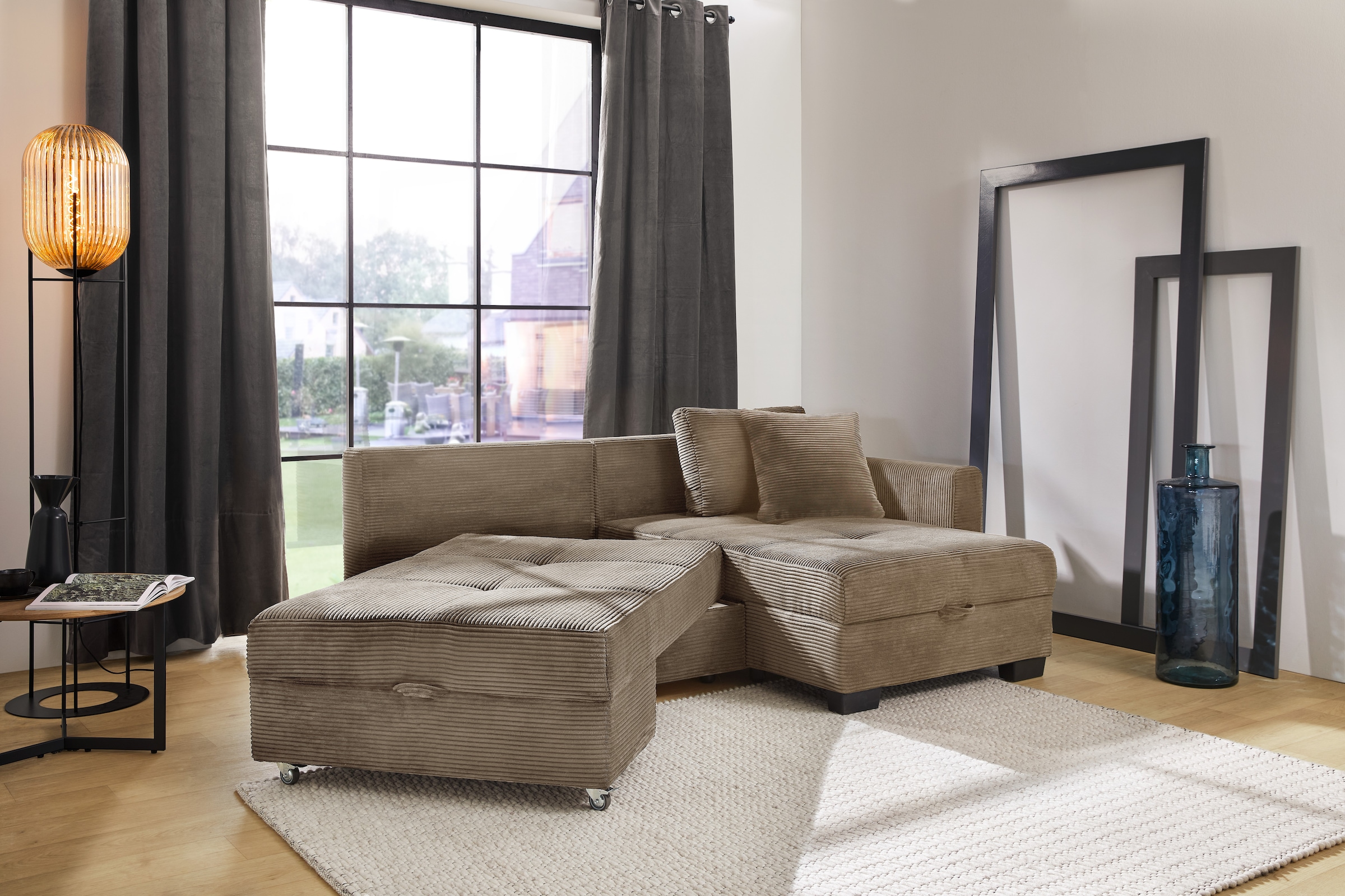 Jockenhöfer Gruppe Ecksofa »Fantasy, Dreh-Schwenk-Ottomane« inklusive Relax- und Schlaffunktion, Ottomane links/ rechts montierbar