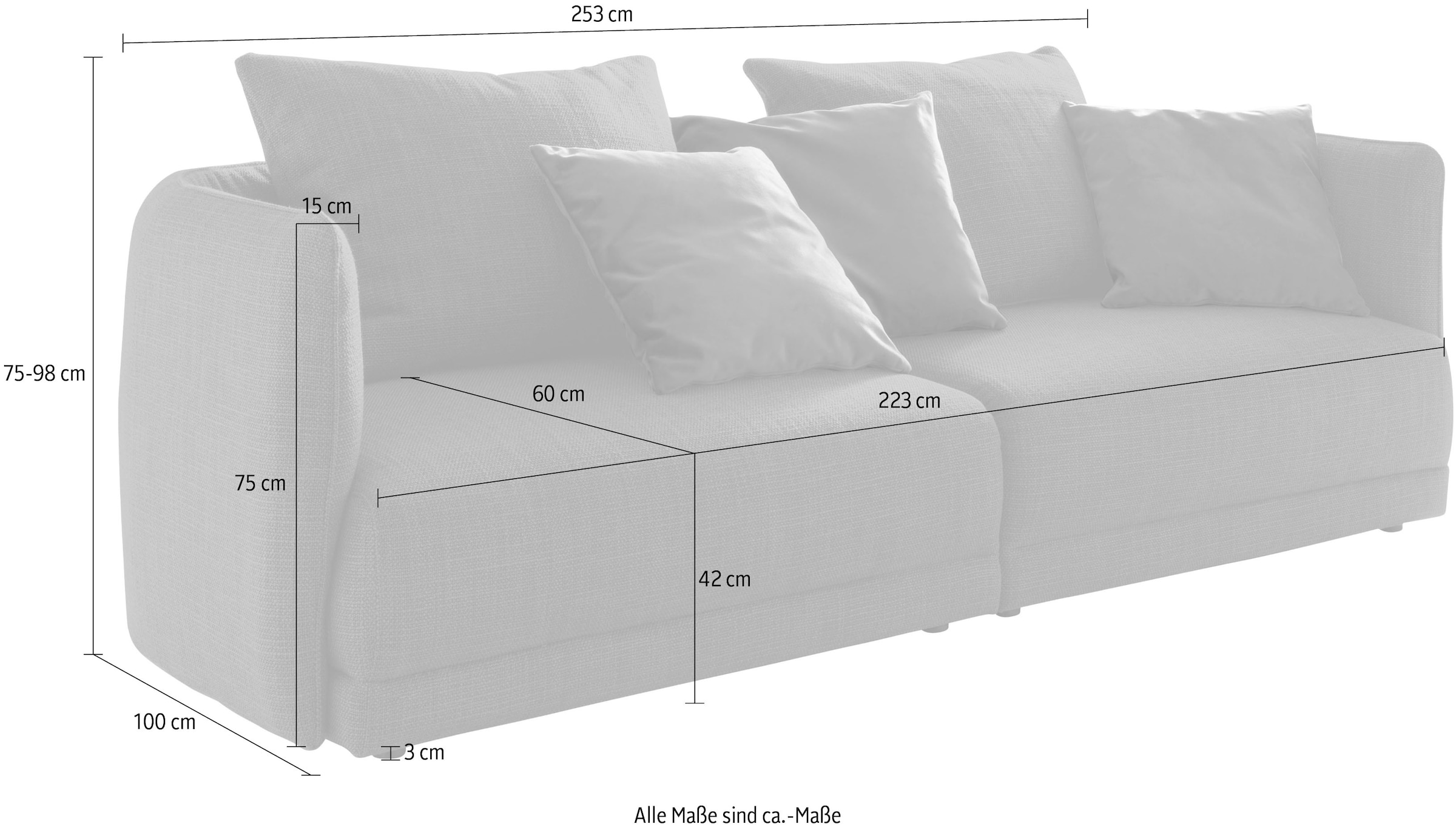 designwerk Big-Sofa »New York, anmutendes Designsofa«, mit schmaler Arm- & Rückenlehne