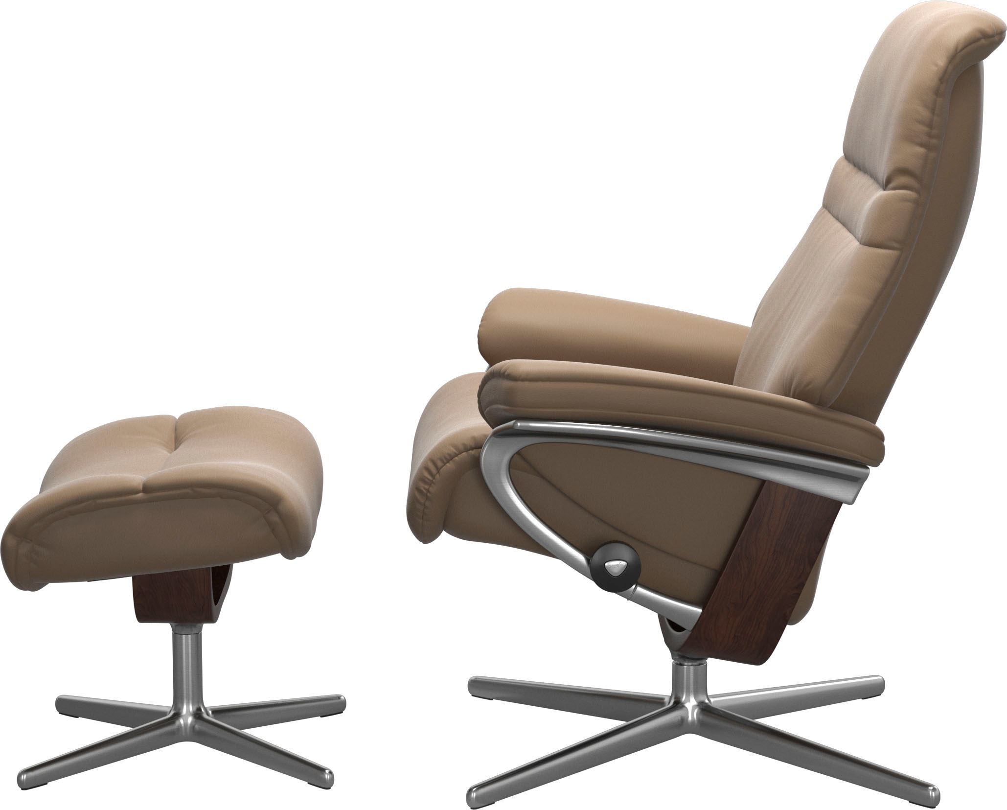 Stressless® Relaxsessel »Sunrise«, (Set, Relaxsessel mit Hocker), mit Hocker, mit Cross Base, Größe S, M & L, Holzakzent Braun