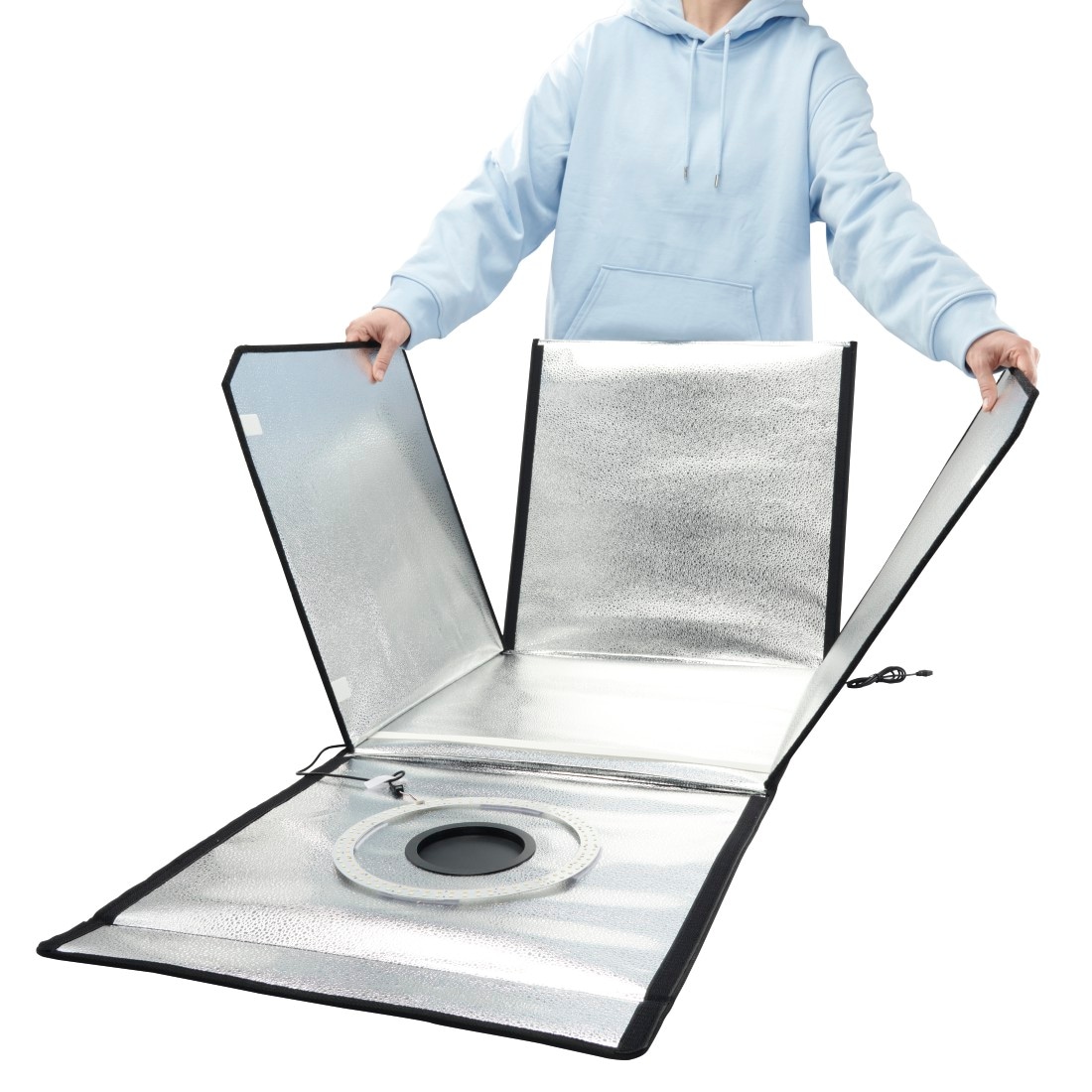 Hama Falthintergrund »Mini-Fotostudio-Set f. Produktbilder (faltbar, LED-Ringlicht, 50x50cm)«