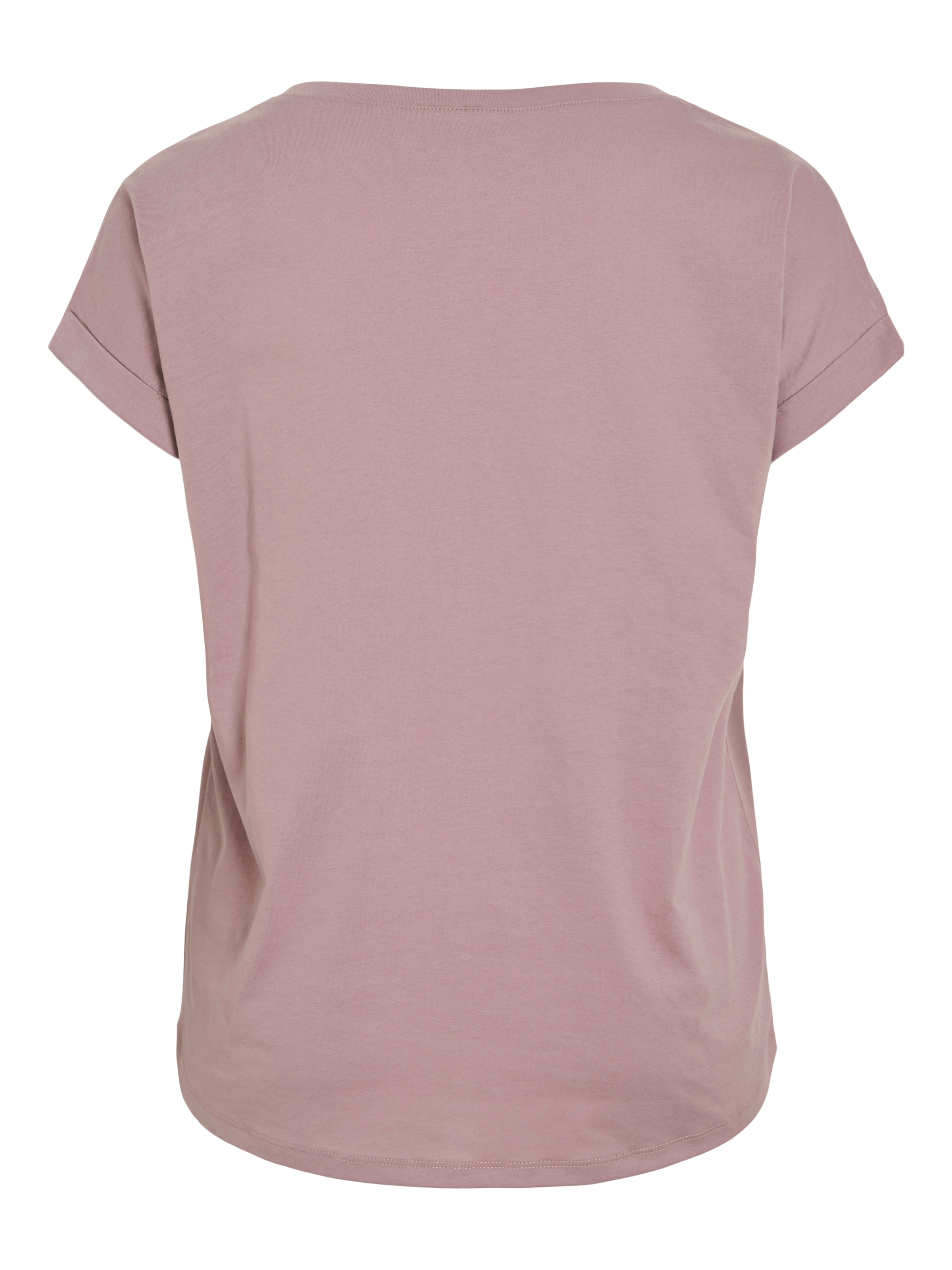 Vila Rundhalsshirt »VIDREAMERS NEW PURE T-SHIRT/SU-NOOS«, Basic Damen-T-Shirt mit Rundhalsausschnitt und umgeschlagenen Ärmeln