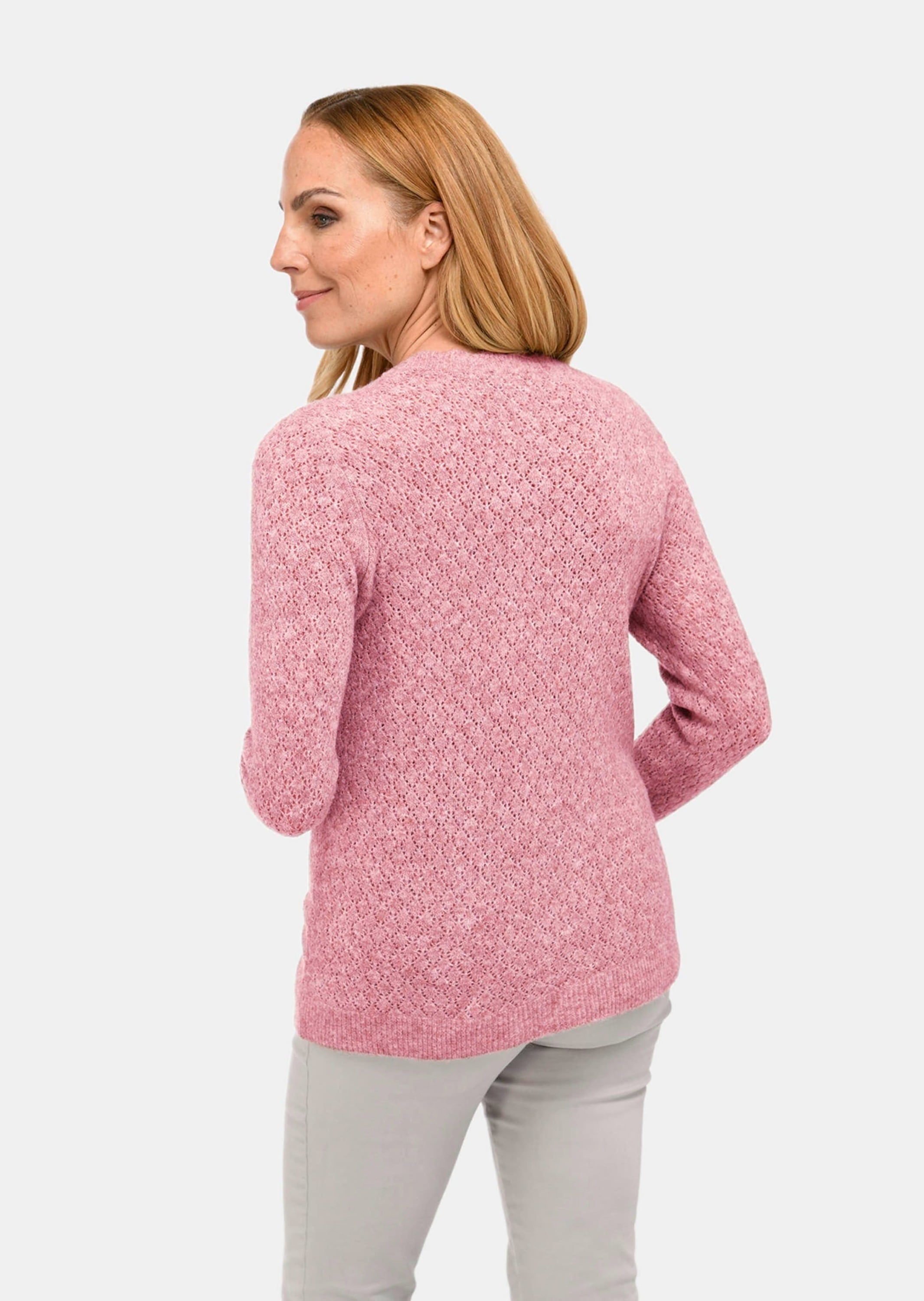 GOLDNER Strickpullover »Femininer Ajourpullover aus hochwertigem Melange-Garn«