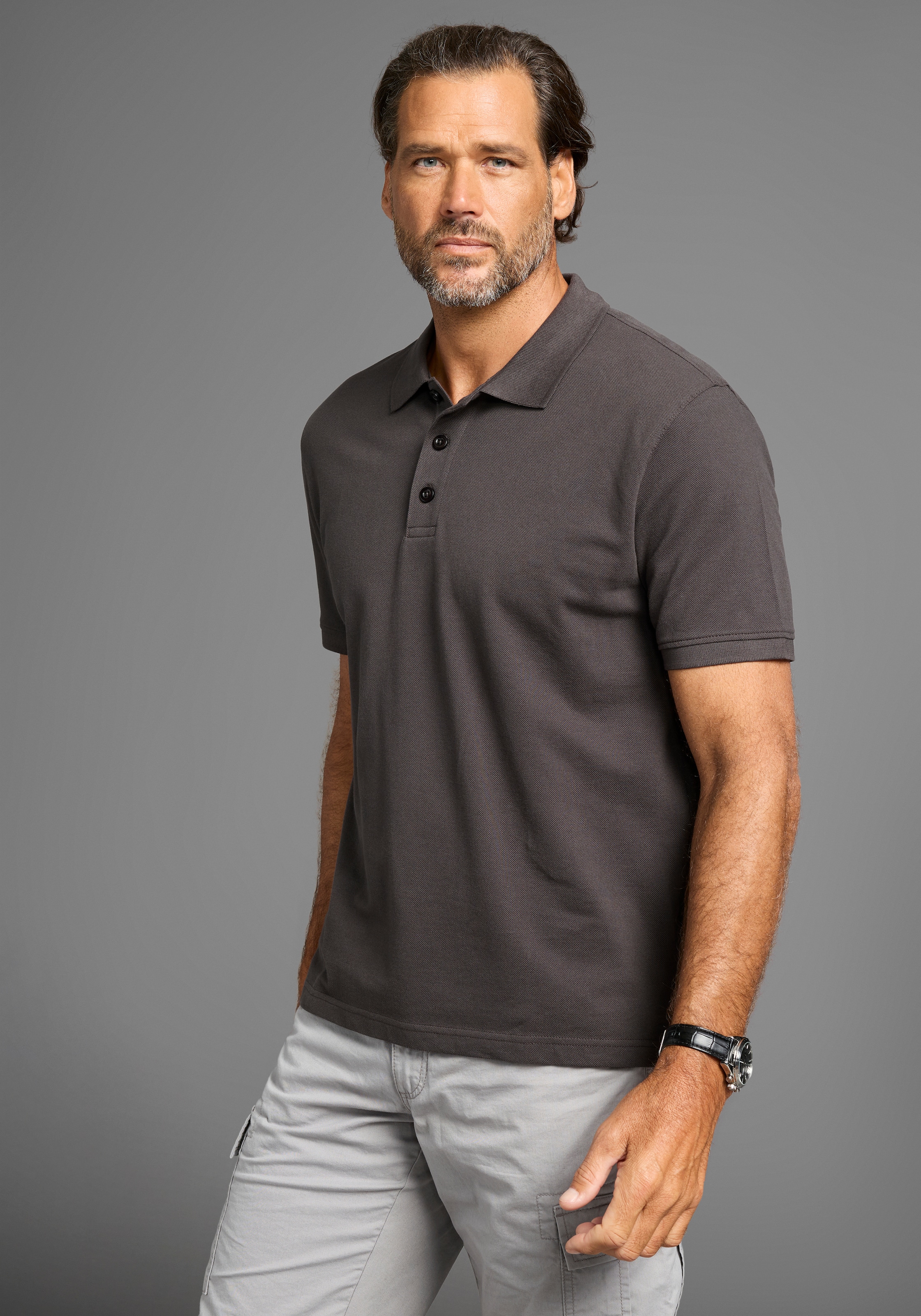 Man's World Poloshirt, Kurzarm, lockere Passform, unifarben