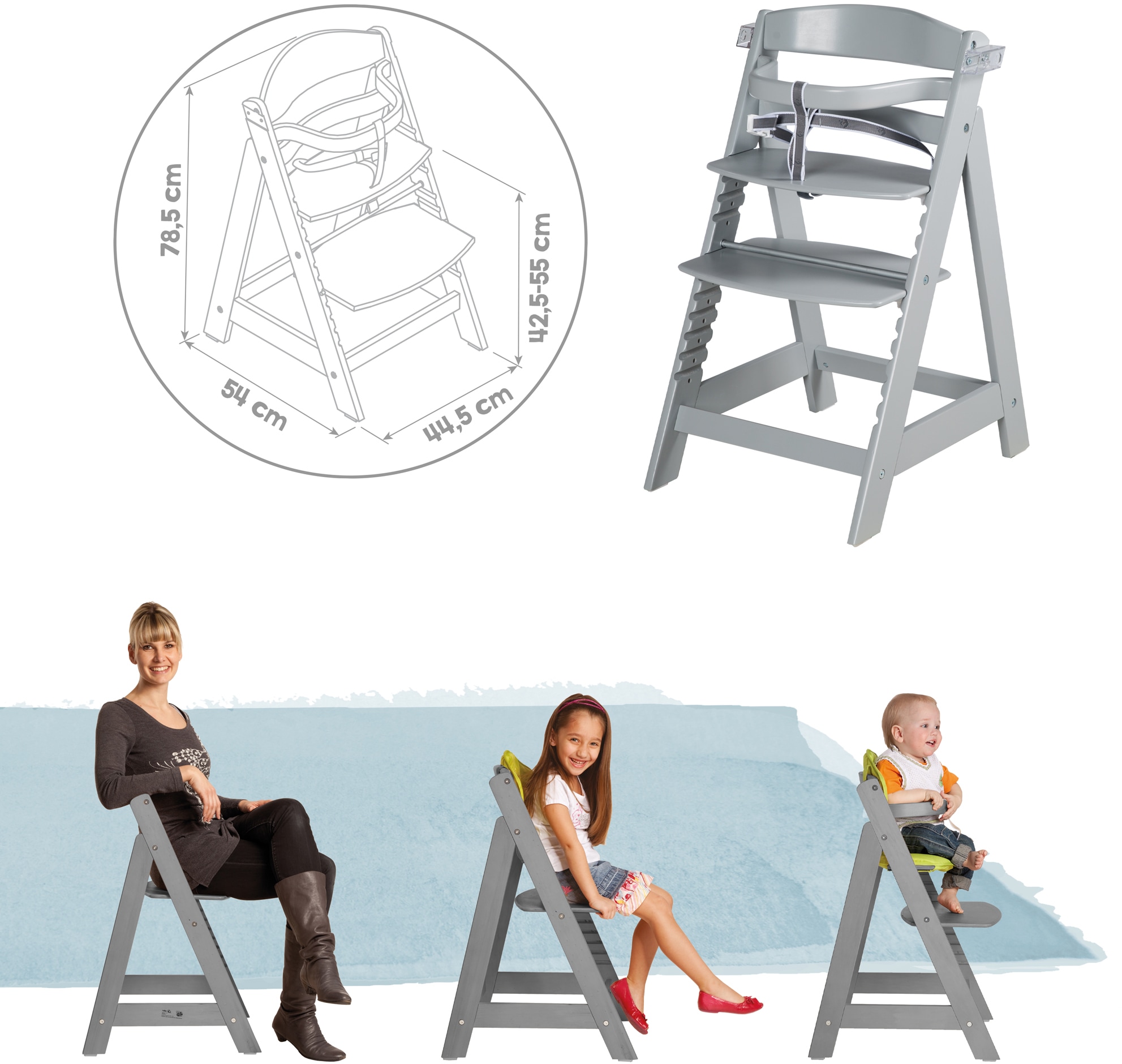 roba® Hochstuhl »Treppenhochstuhl Sit Up Click & Fun, taupe«, aus Holz