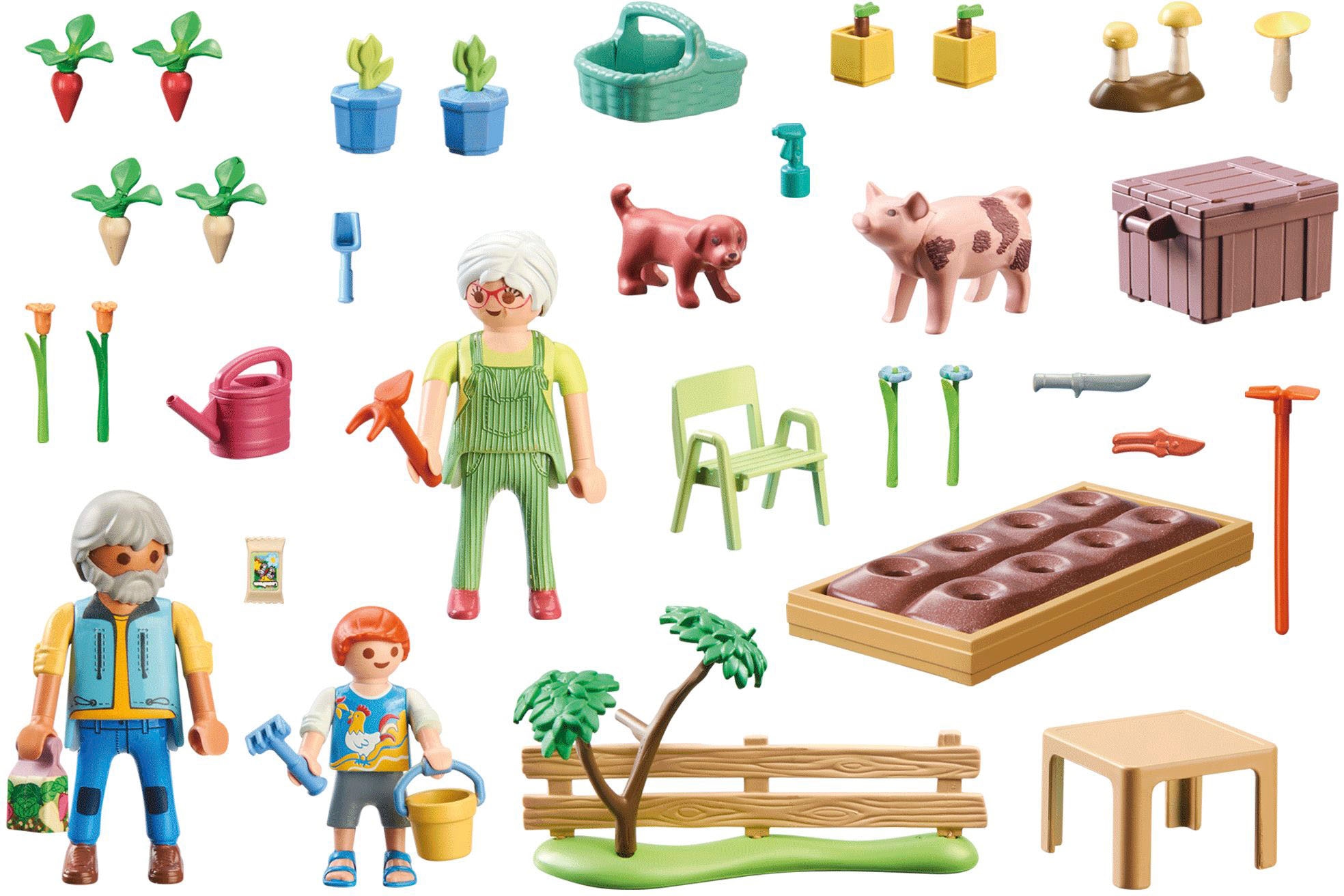 Playmobil® Konstruktions-Spielset »Idyllischer Gemüsegarten bei den Großeltern (71443), Country«, (69 St.), teilweise aus recyceltem Material; Made in Europe