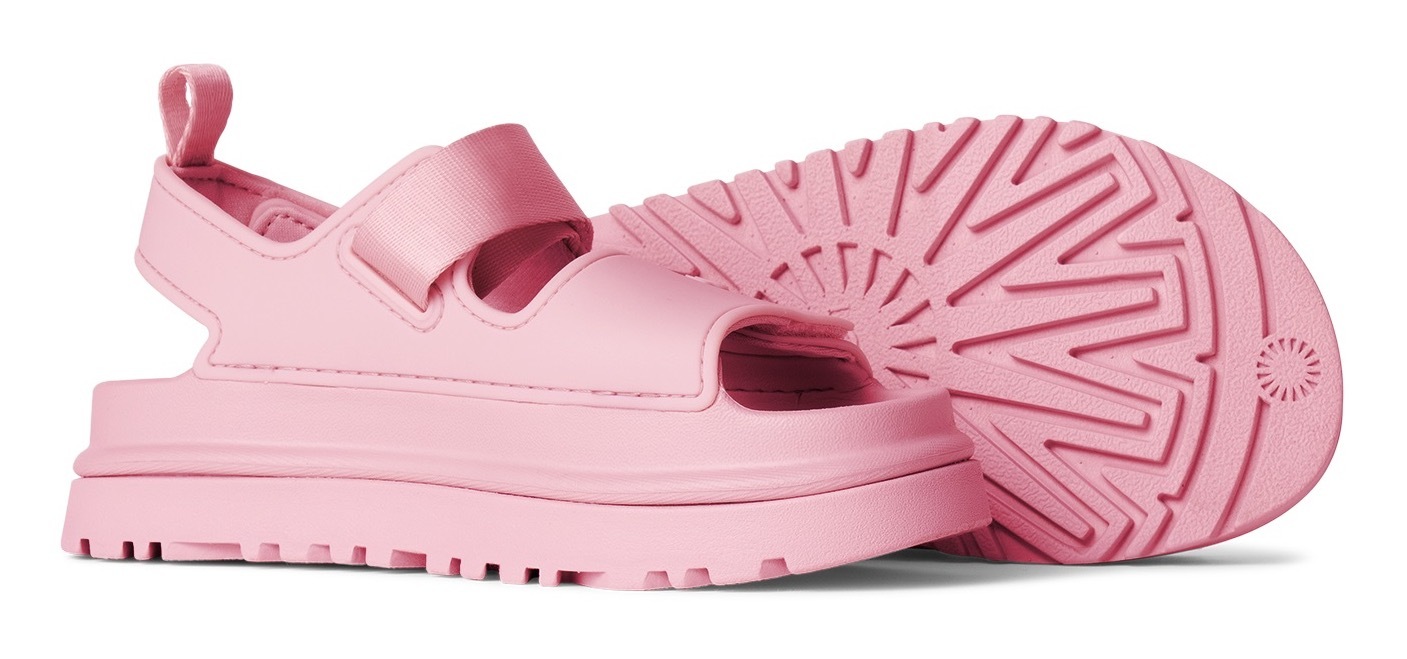 UGG Badesandale »K GOLDENGLOW«, Sommerschuh, Poolslides, Plateauabsatz, mit Klettverschluss