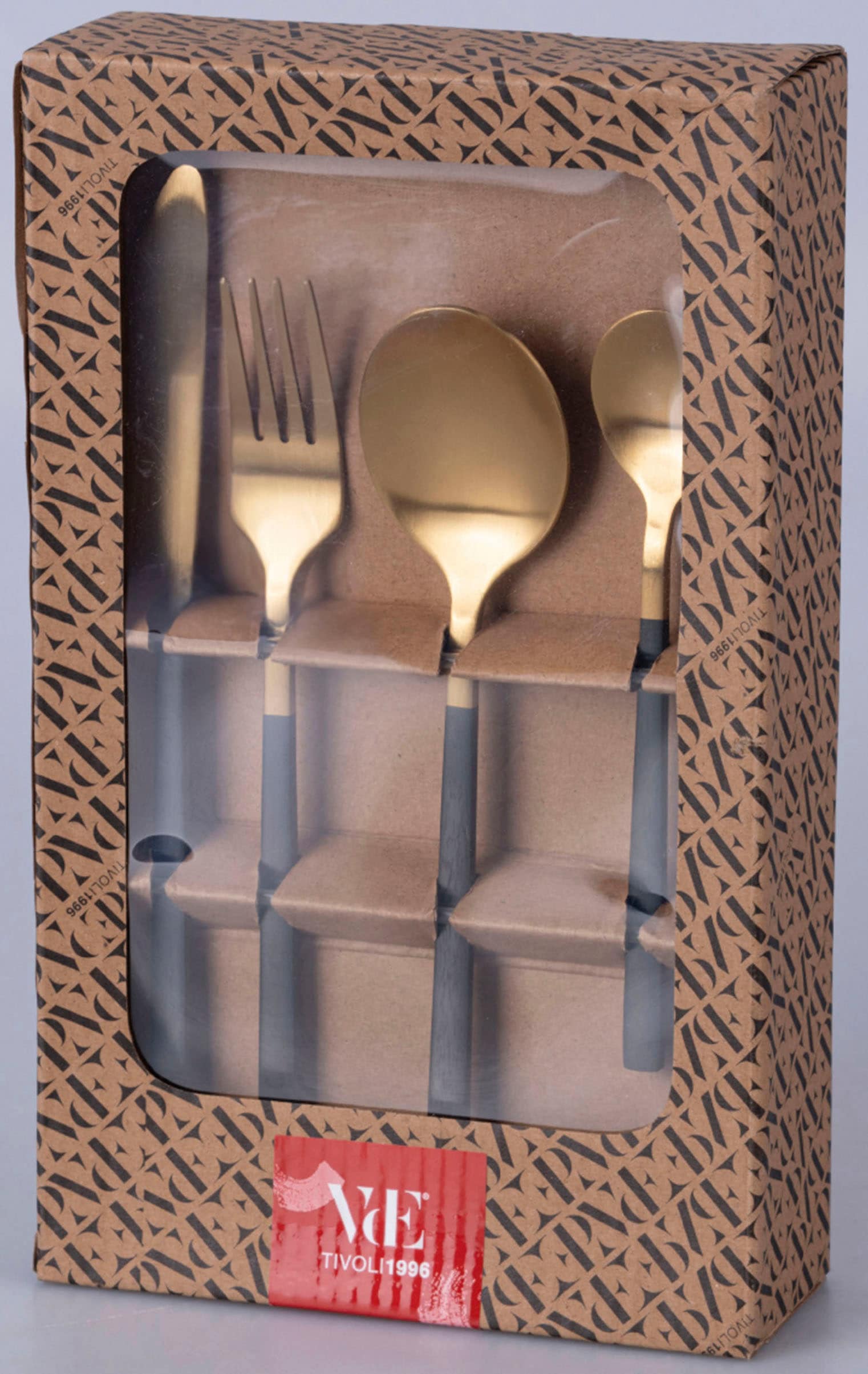 Villa d'Este Besteck-Set »Stylo Duo satiniert«, (Set, 24 tlg.), Essbesteck-Set, satiniert