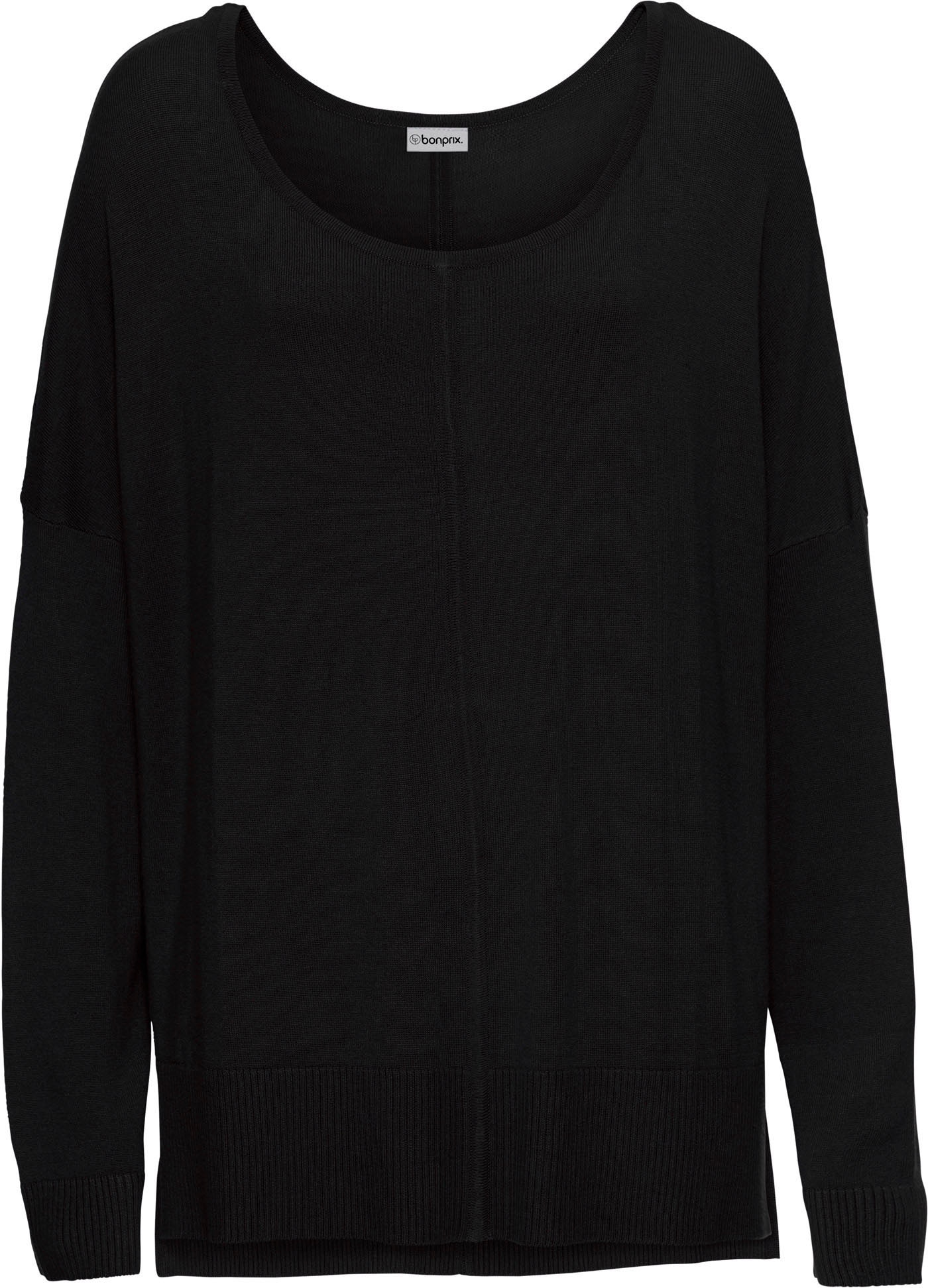 bonprix Strickpullover Viskose-Feinstrick, oversized, Seitenschlitze, hinten länger