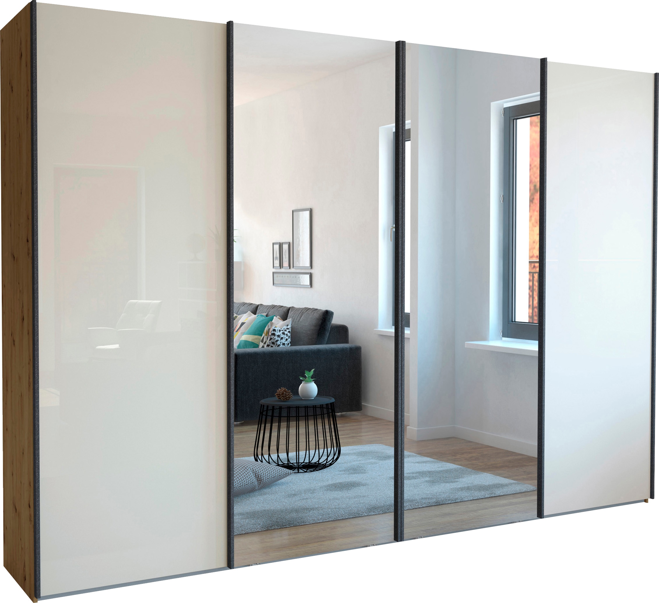 WIEMANN Schwebetürenschrank »Monaco«, hochwertige Glas- und Spiegelfront