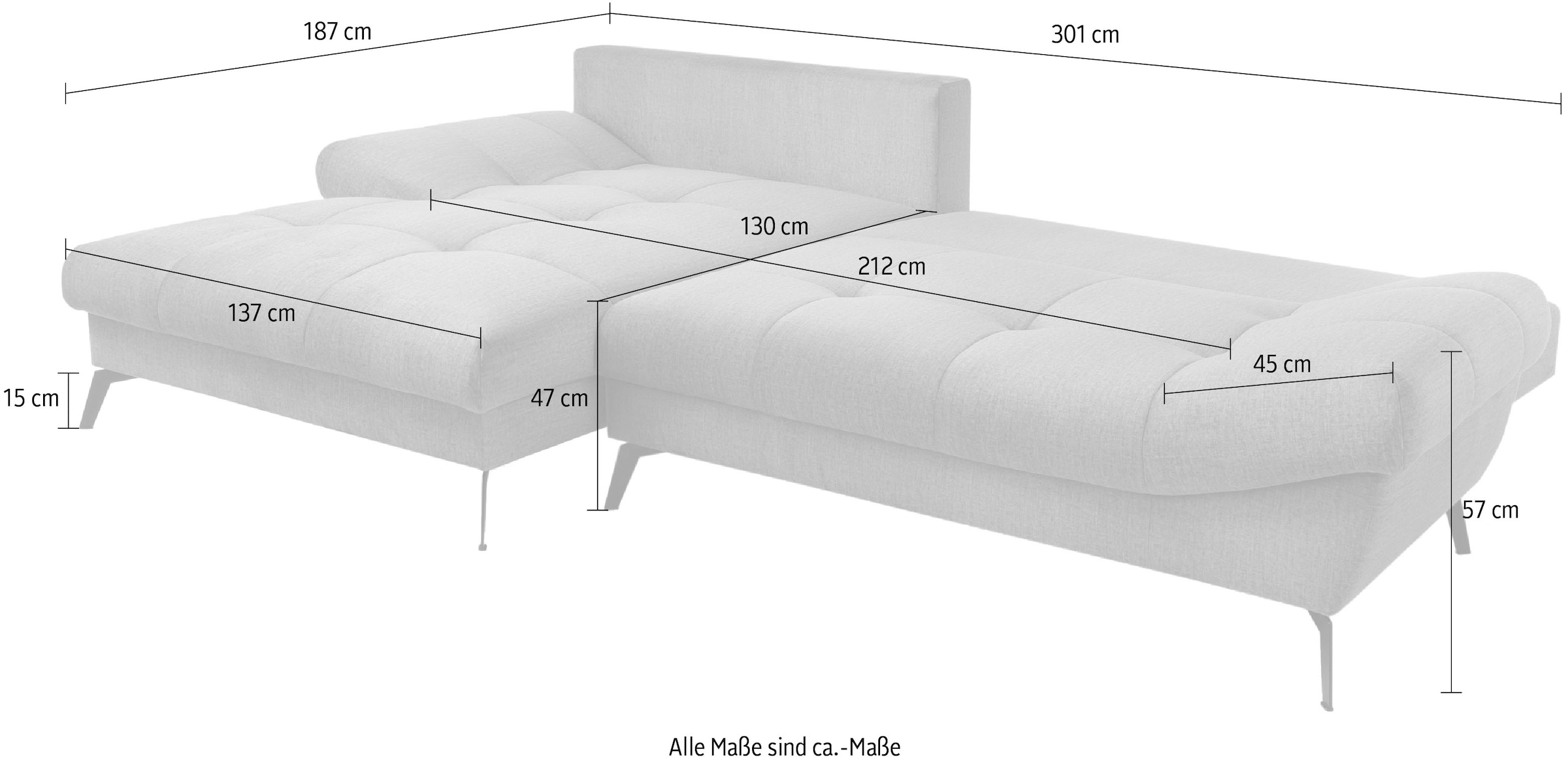 exxpo - sofa fashion Ecksofa »Olmedo, L-Form«, inklusive Bettfunktion, Bettkasten und Rückenkissen