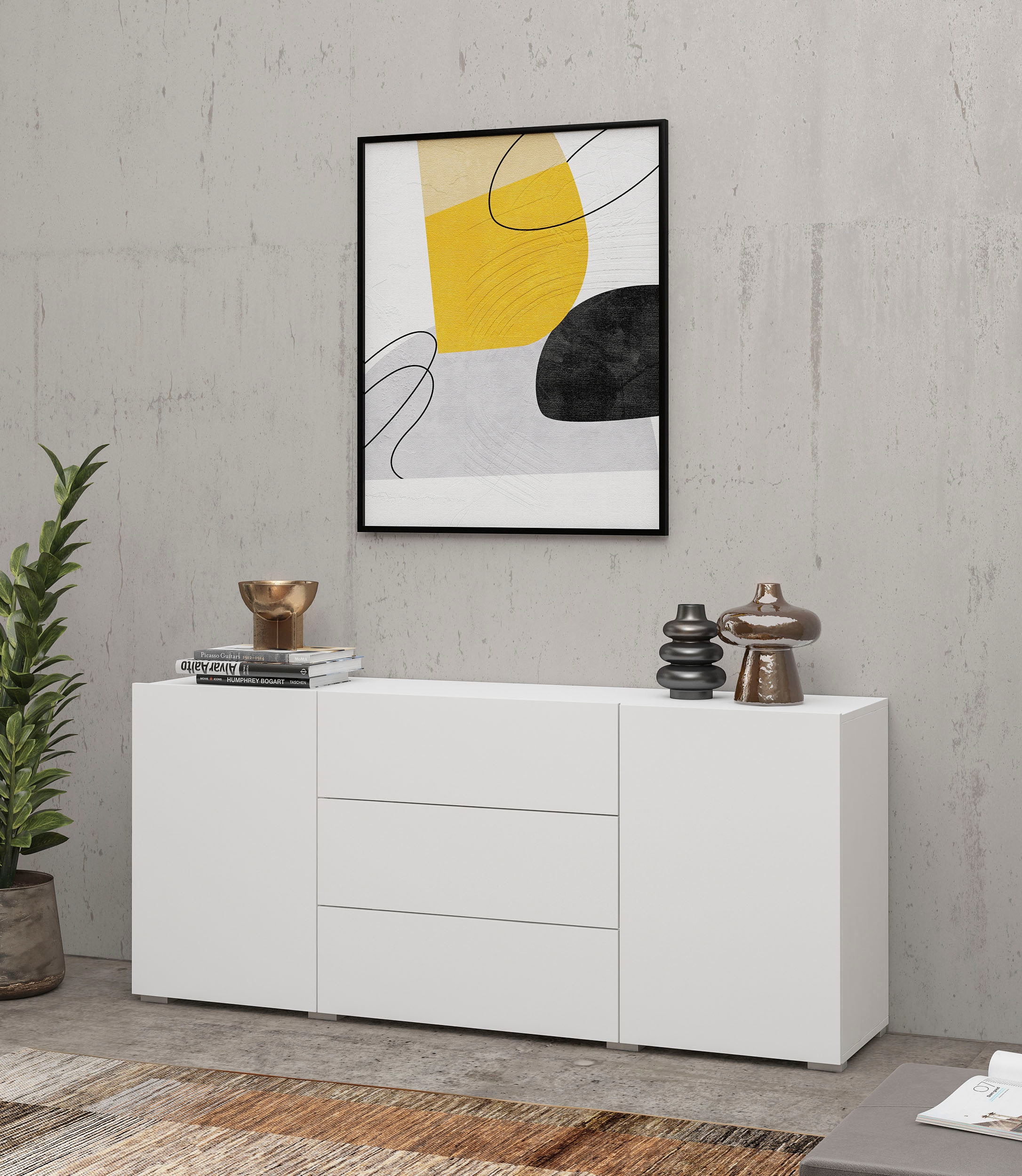 INOSIGN Sideboard »Ava, Breite 140 cm, hängend und stehend montierbar«, moderne grifflose Kommode, Schubladenschrank, 2Türen/3Schubkästen