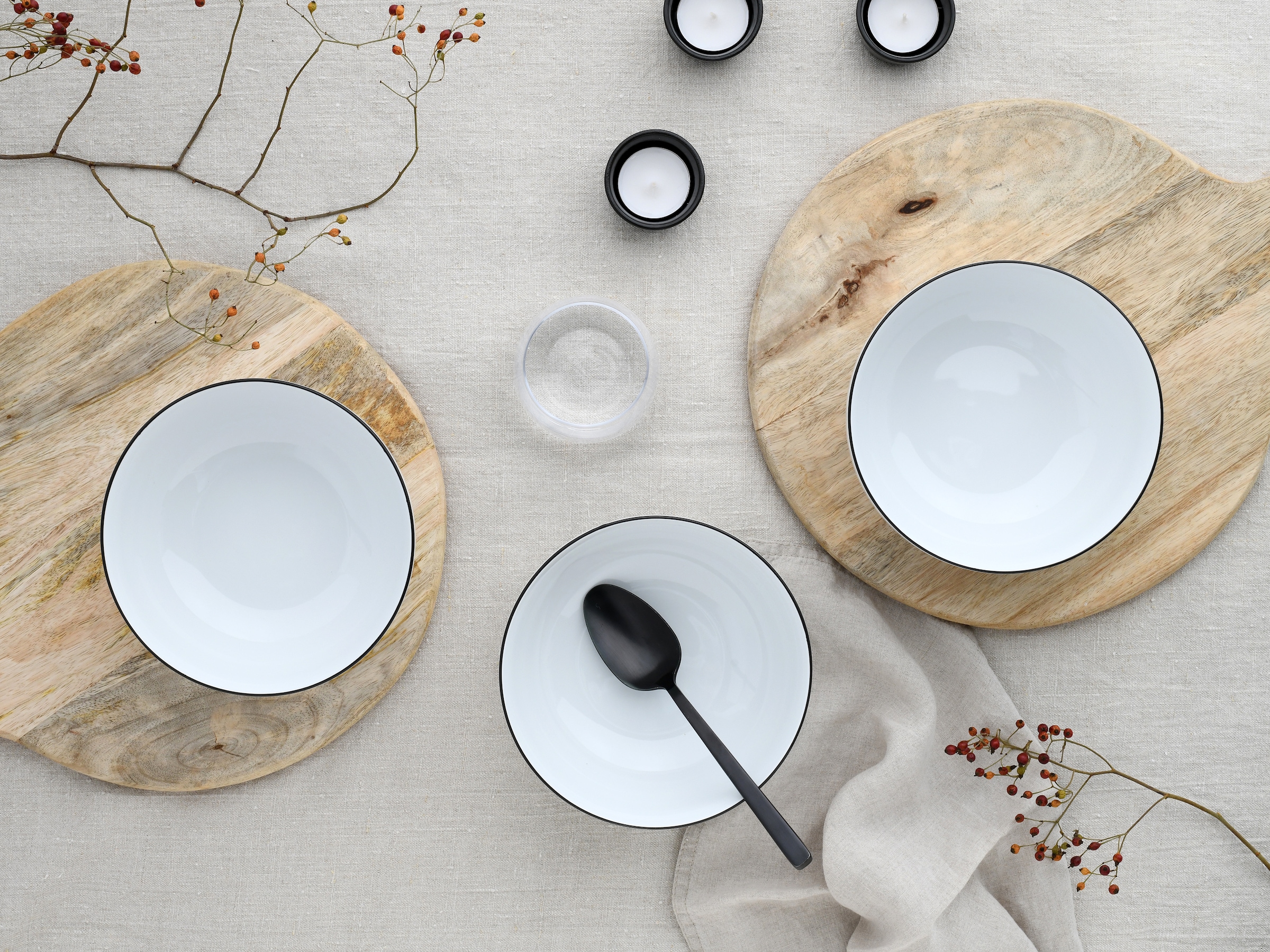 CreaTable Schale »Allround Black Line, Buddha Bowl 16 cm 4-tlg« 4 Stk. aus Porzellan Daily Use, Zeitlos