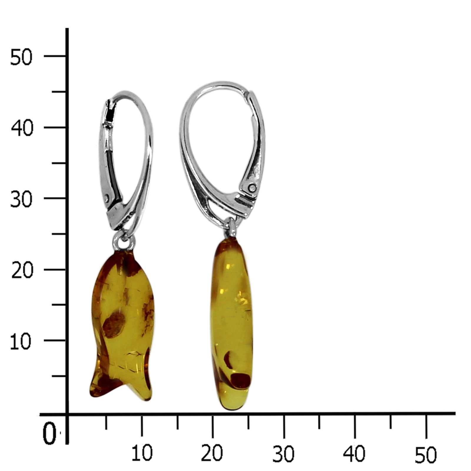 OSTSEE-SCHMUCK Paar Ohrhänger »- Fisch - Silber 925/000 - Bernstein«