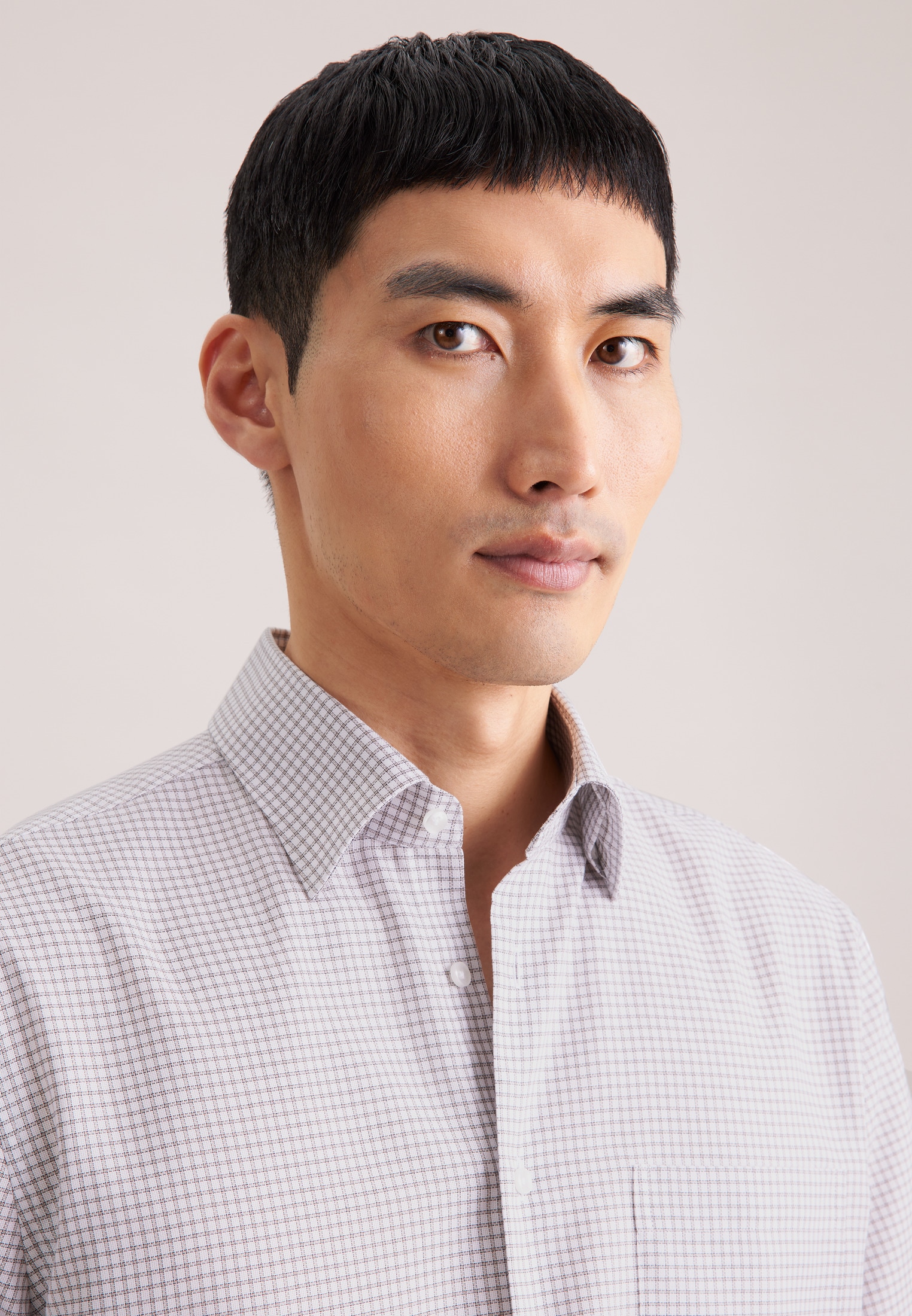 seidensticker Businesshemd »Schwarze Rose« Comfort 1/2 Covered-Button-Down-Kragen Karo