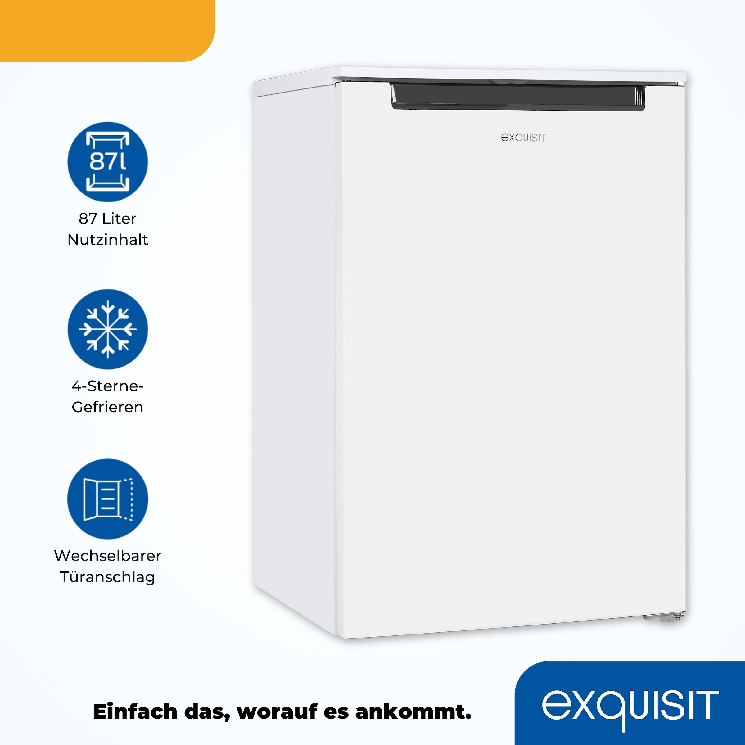 exquisit Gefrierschrank »GS81-040D weiss«, 85 cm hoch, 55 cm breit, 87 Liter Nutzinhalt, Flexibler Türanschlag, 4 Sterne Gefrieren