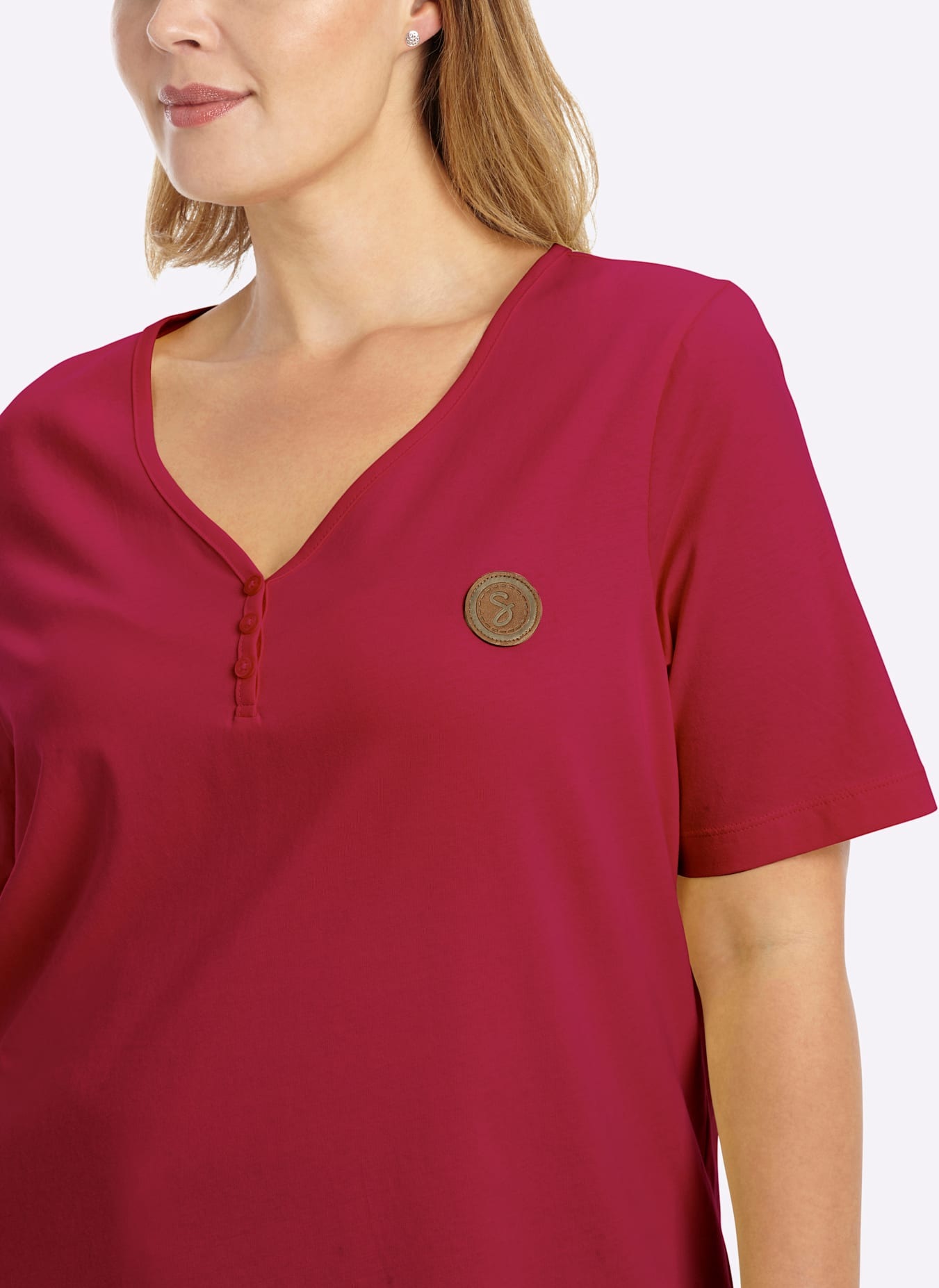 Sheego V-Shirt »Kurzarm-Shirt« 1