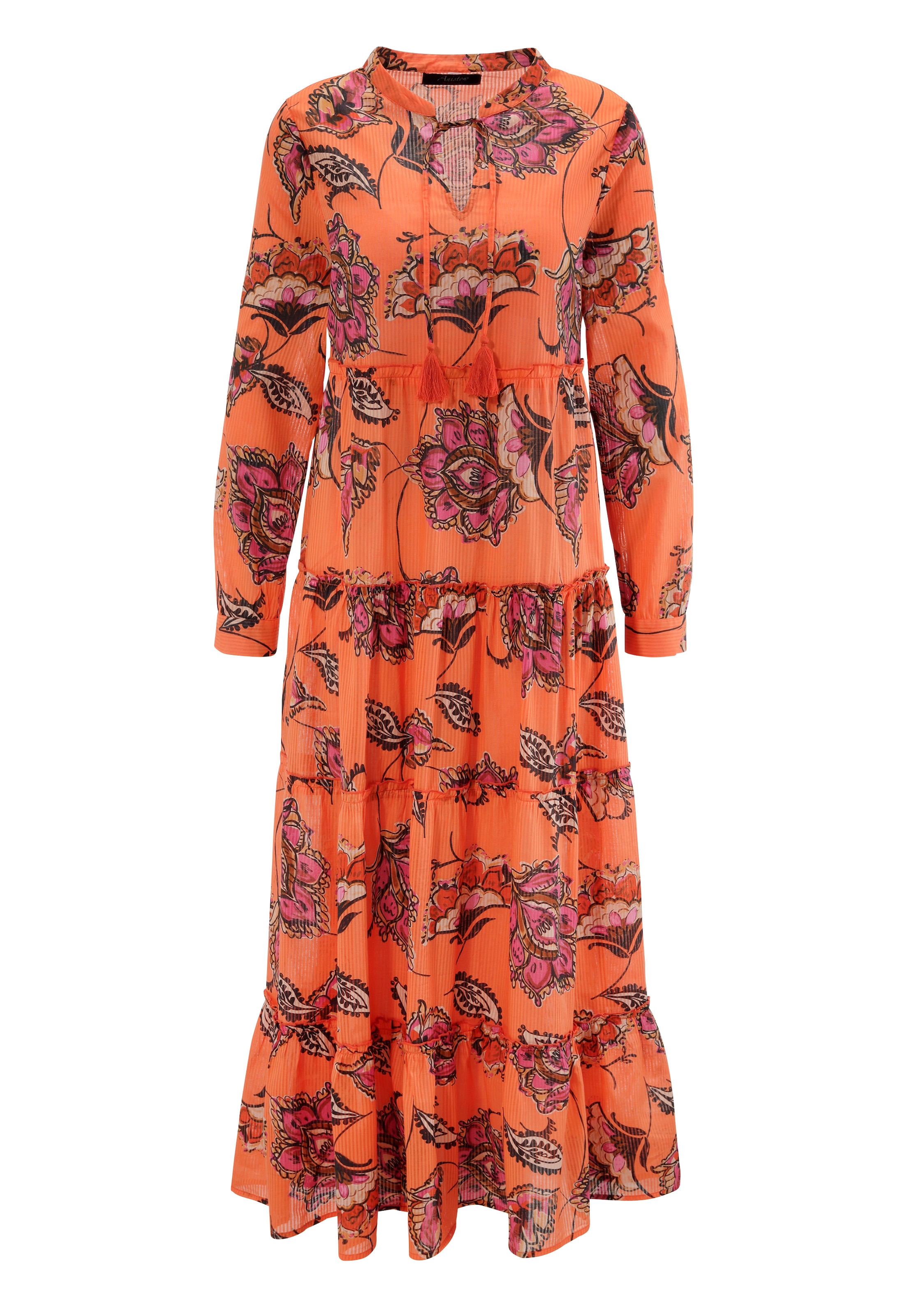Aniston CASUAL Maxikleid, mit großflächigem Blumen auf strukturierter Ware
