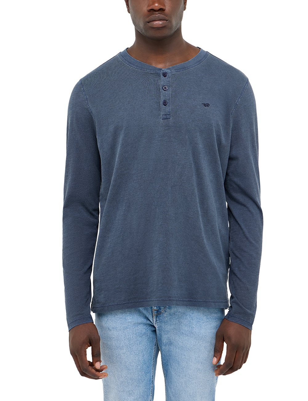 MUSTANG Langarmshirt »Atchison Henley LA« mit kurzer Knopfleiste
