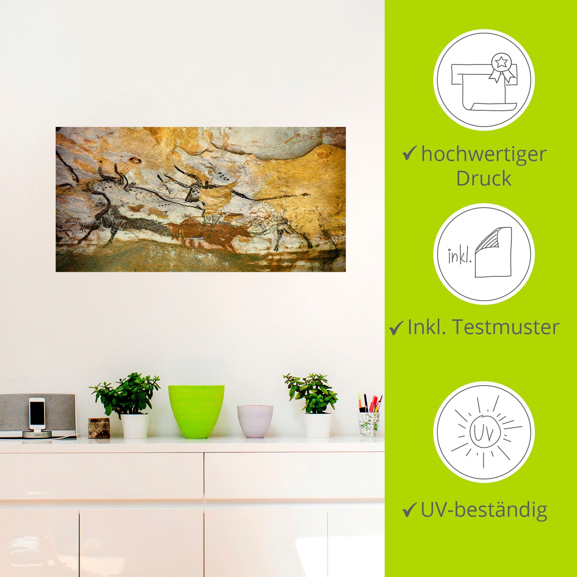 Artland Wandbild »Höhle von Lascaux Stiere«, Wildtiere, (1 St.), als Leinwandbild, Poster, Wandaufkleber in verschied. Größen