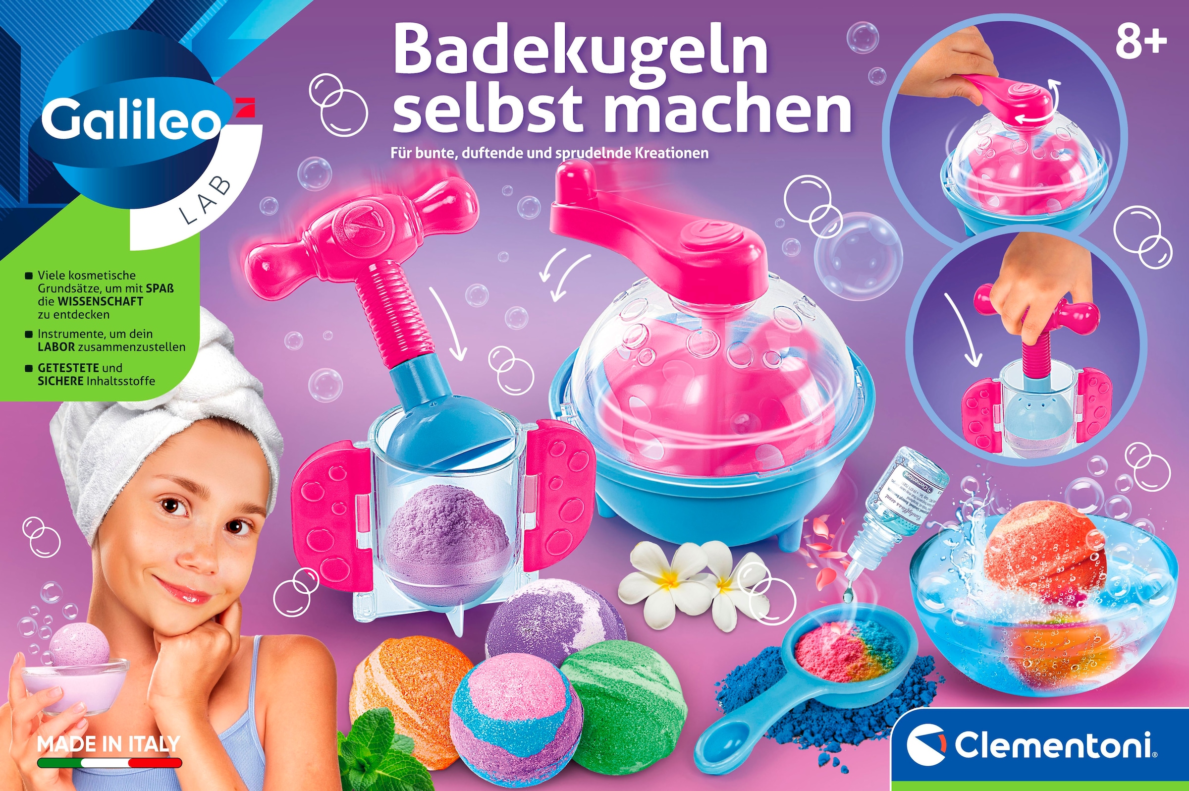 Clementoni® Experimentierkasten »Galileo Lab, Badekugeln selbst machen«