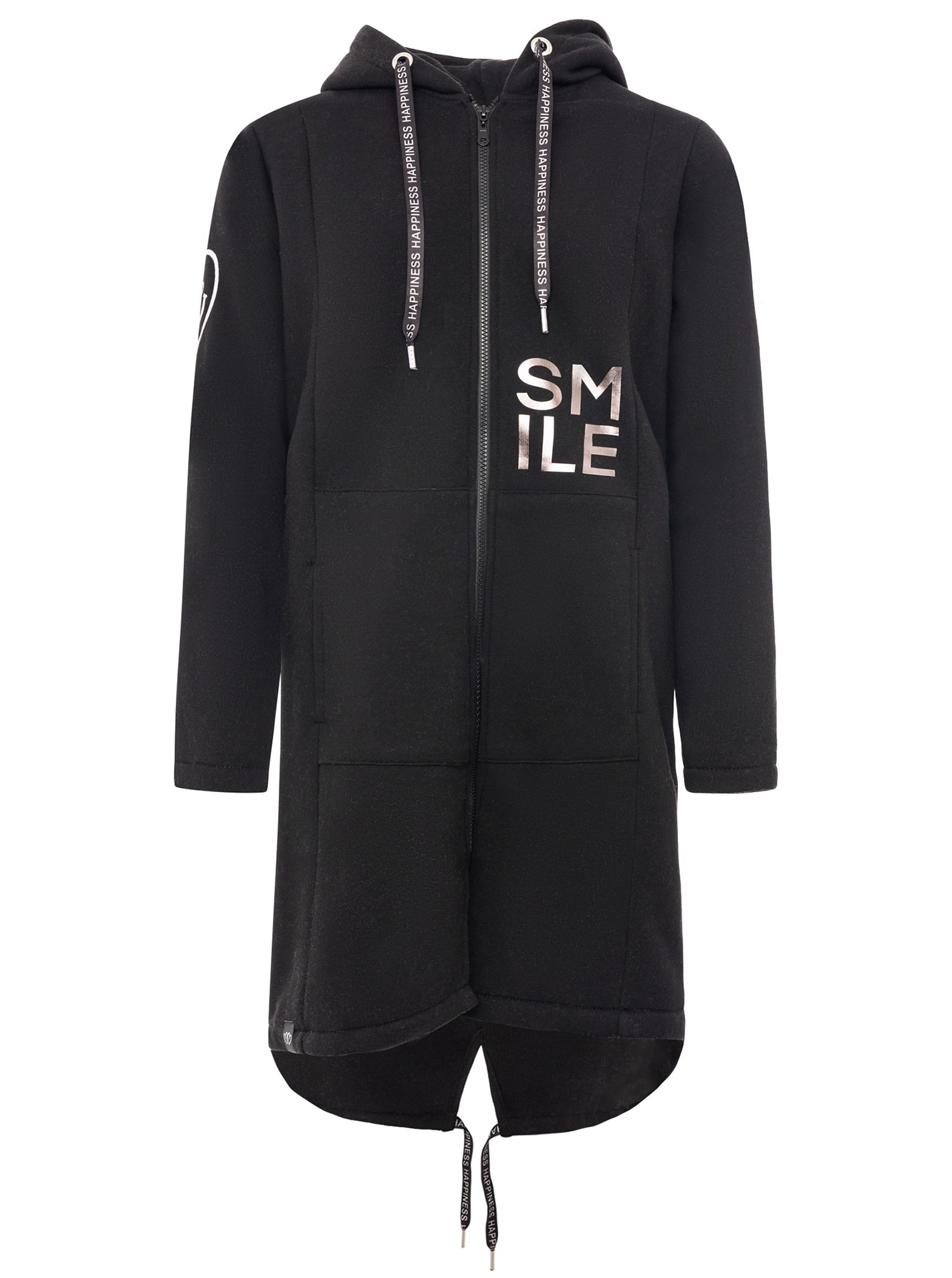 Zwillingsherz Kurzmantel »"Alissa Shiny"« Kapuze, Reißverschluss, glänzender Print, bedrucktes Band