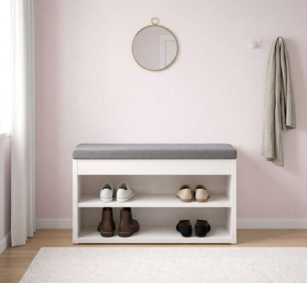 OTTO home Schuhbank »Schuchschrank 60,  Schuhregal, Schuhtruhe, Schuhkommode, Sitzbank« Inkl. bequemem Sitzkissen mit Stauraum darunter