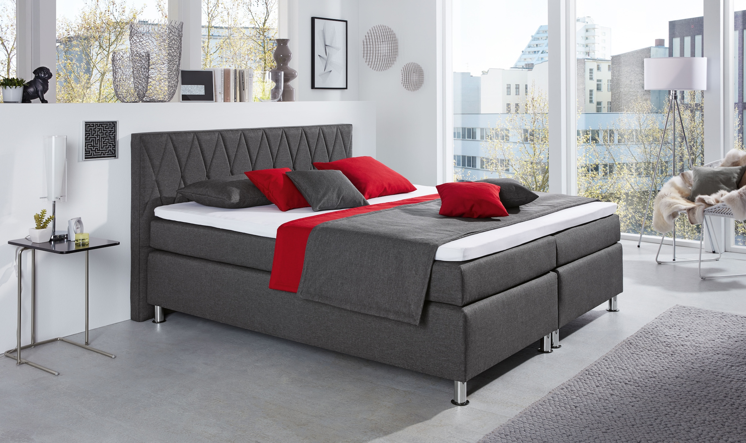 hapo Boxspringbett »ATLANTA« Topper separat erhältlich!,  erhältlich in verschiedenen Breiten, Farben & Maratzenarten