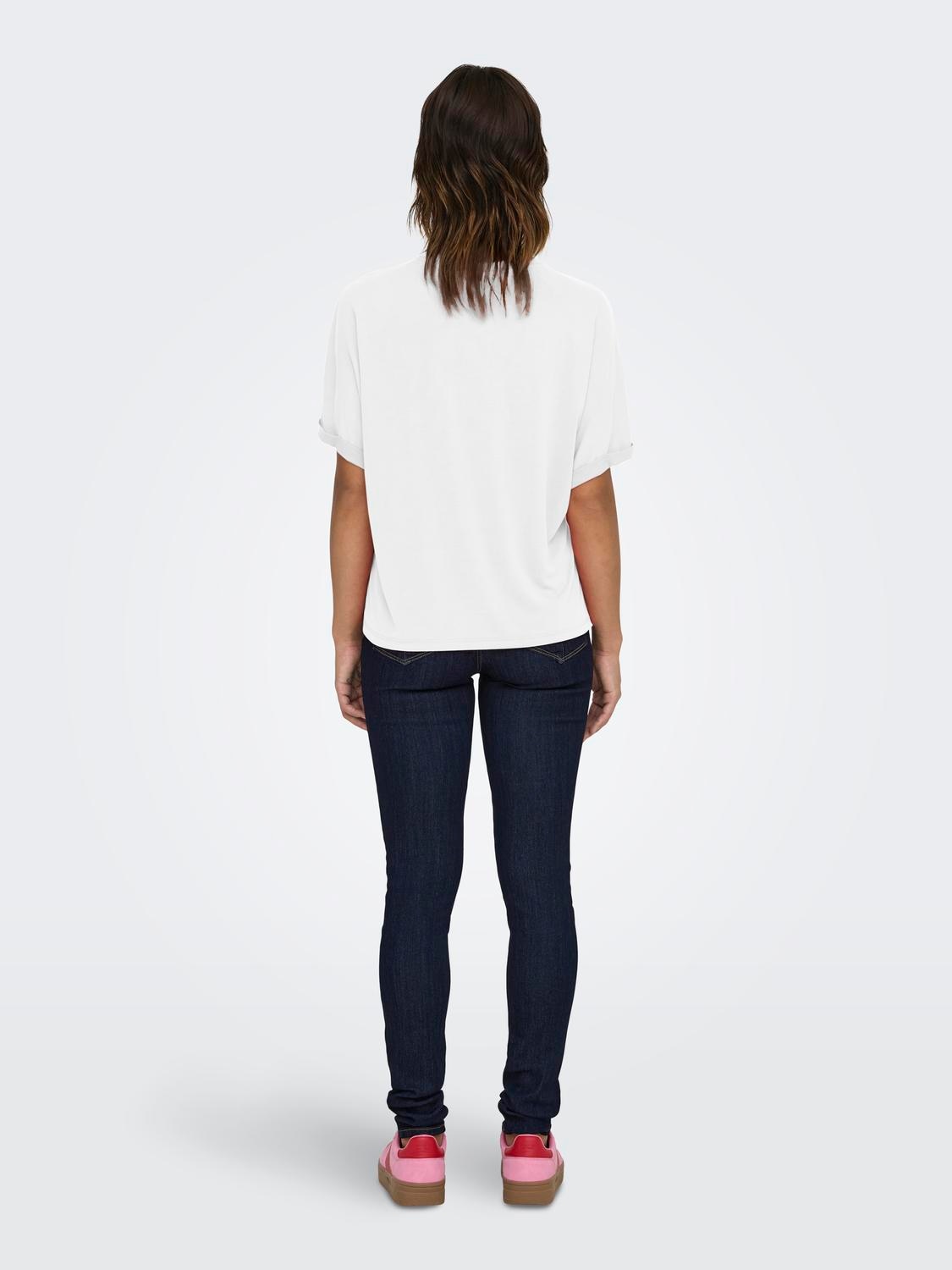 ONLY T-Shirt »ONLFREE LIFE S/S FOLD-UP TOP BOX JRS« Materialmix, regular fit, Rundhals