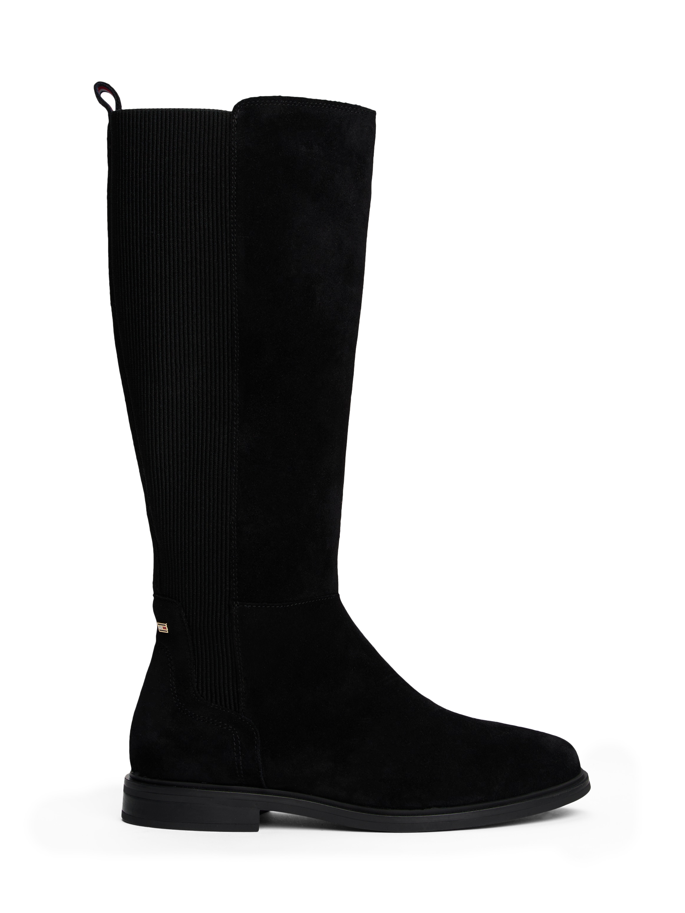 Tommy Hilfiger Stiefel »FLAG SUEDE LONG BOOT«  , Langschaftstiefel, Reißverschlussstiefel mit Logoflaggen-Detail