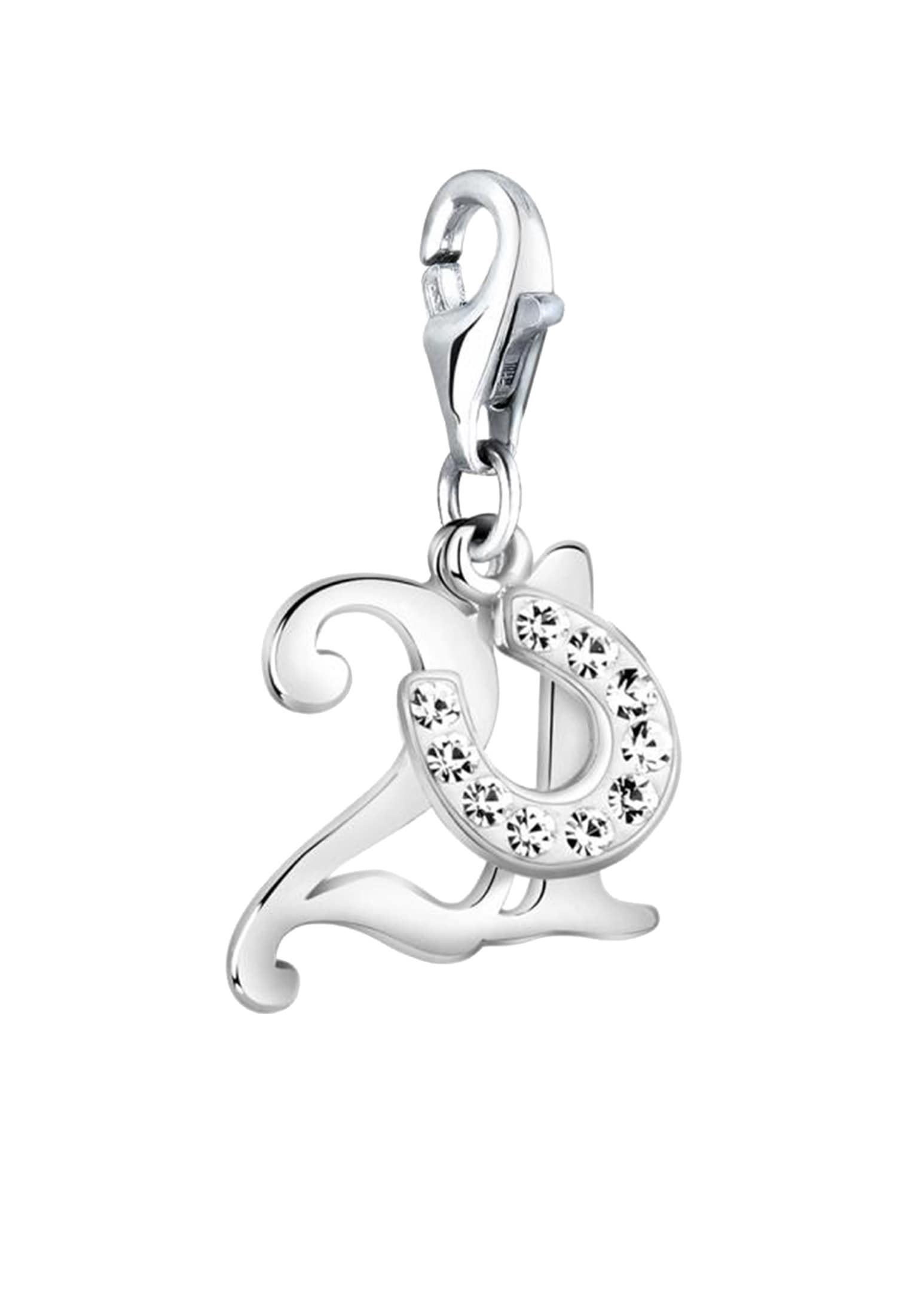 Nenalina Charm-Einhänger »Charm 21 Hufeisen Glück Kristalle 925 Silber«