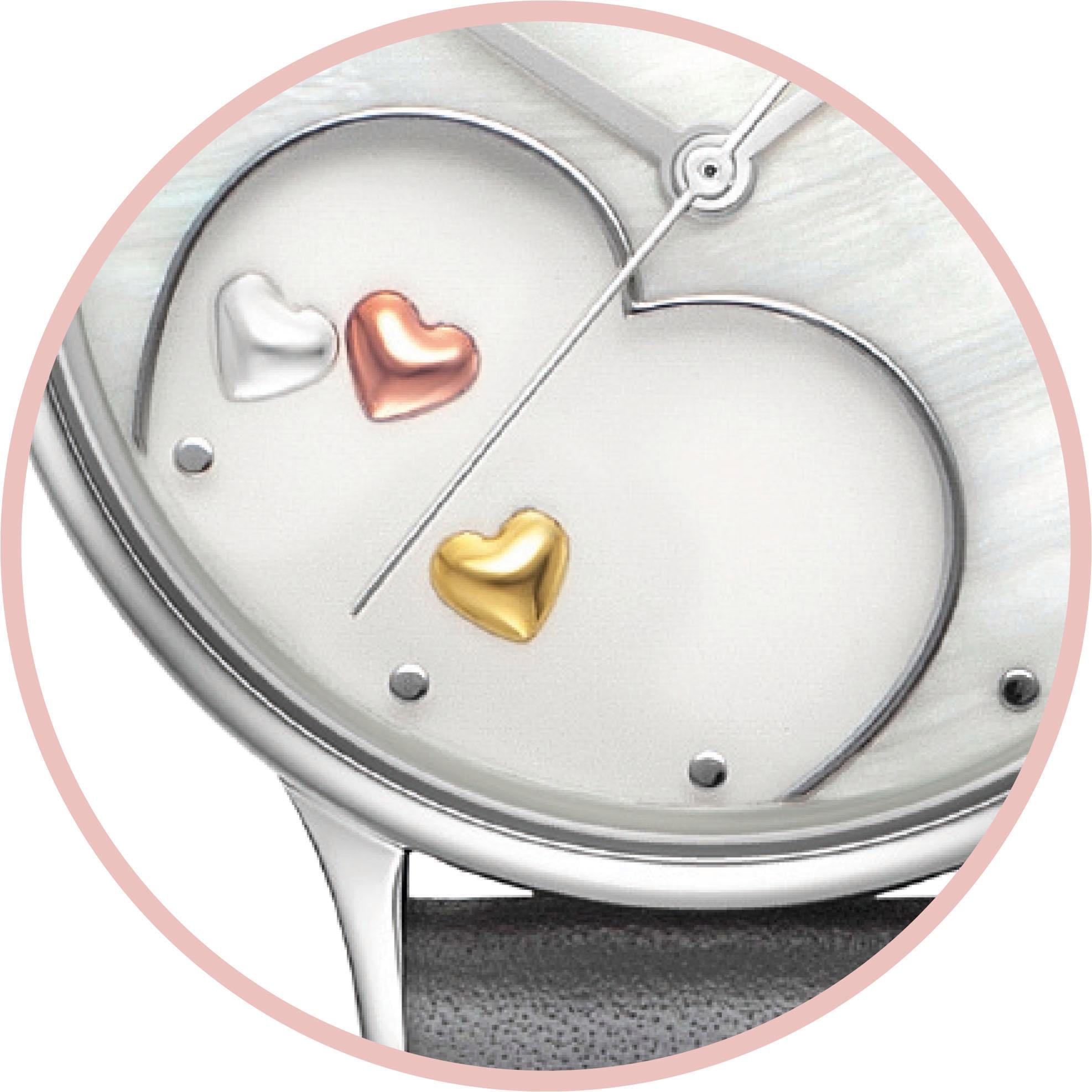 Engelsrufer Quarzuhr »Happy Heart« Armbanduhr, Damenuhr, Lederarmband, analog