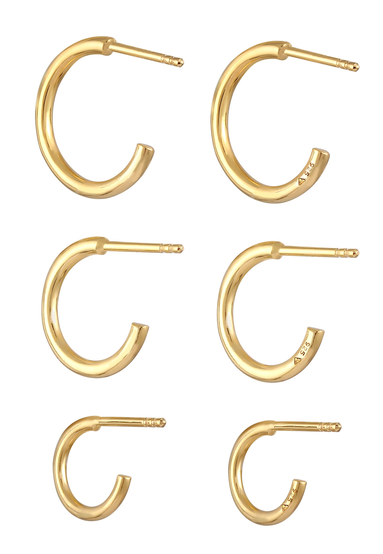 Elli Ohrstecker-Set »Ohrringe Creolen-Set Basic Hoop (6-tlg) 925 Silber«