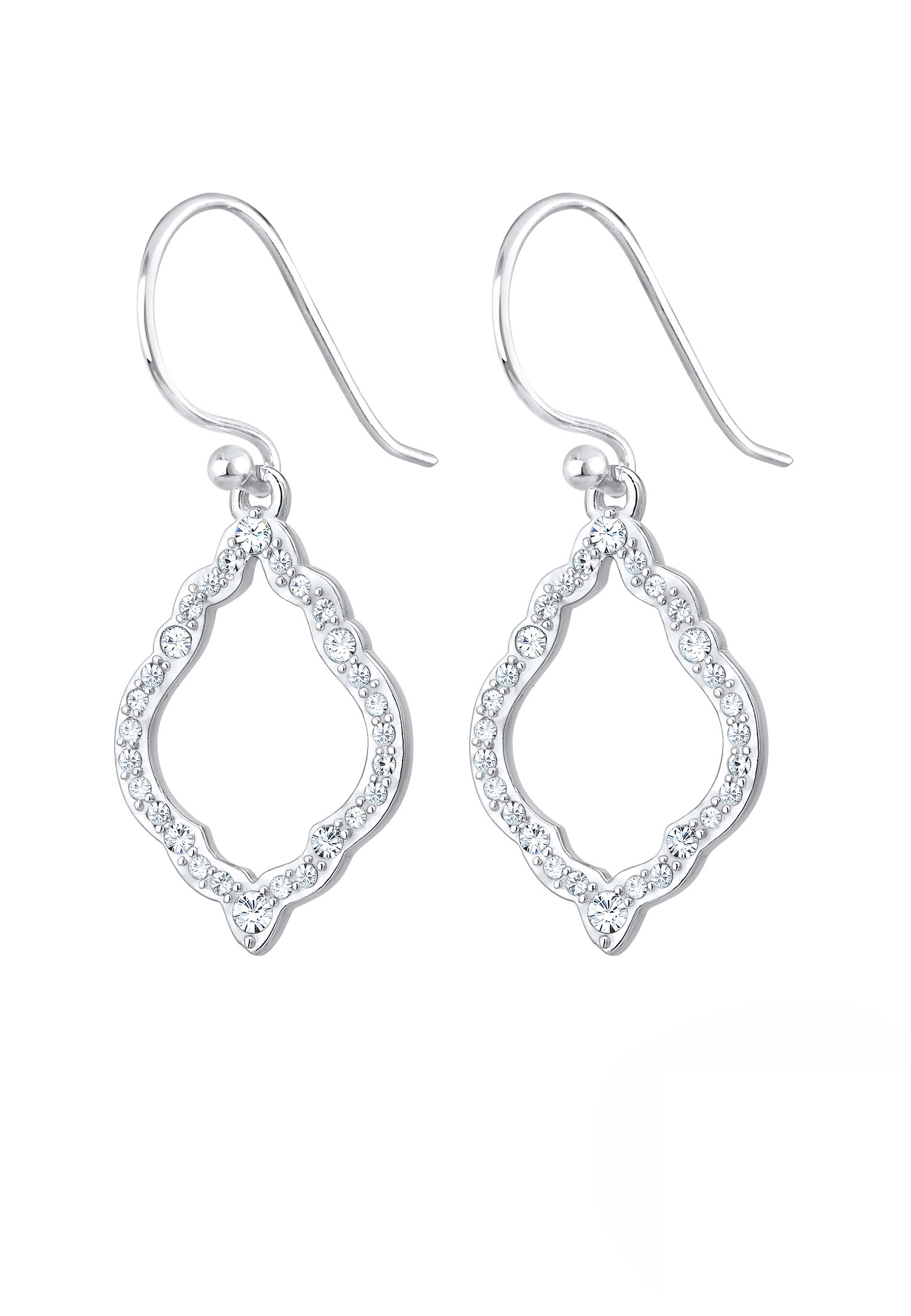 Elli Paar Ohrhänger »Ohrringe Ohrhänger lang Ornament Glas Kristalle Weiß 925 Sterling Silber«