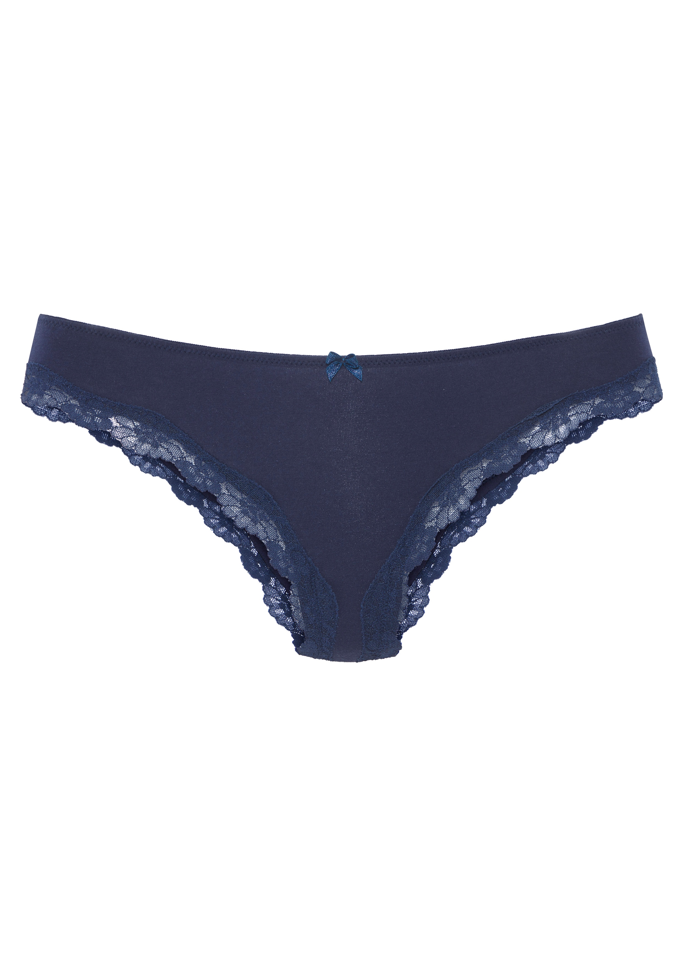 LASCANA Brasilslip 3er-Pack,  aus elastischer Baumwolle mit zarter Spitze