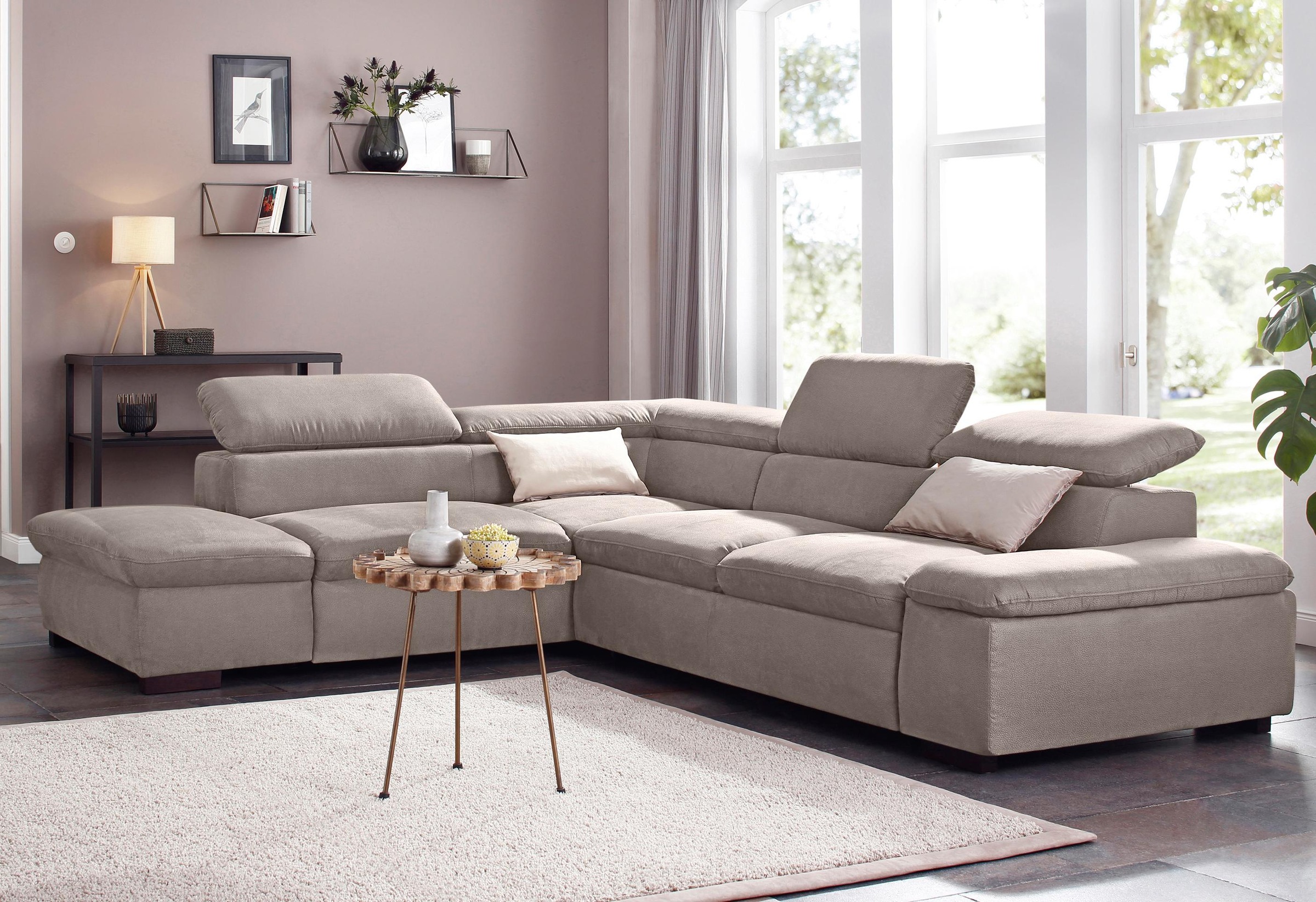 Home affaire Ecksofa »Alberto L-Form«, mit Kopfteilverstellung, wahlweise mit Bettfunktion