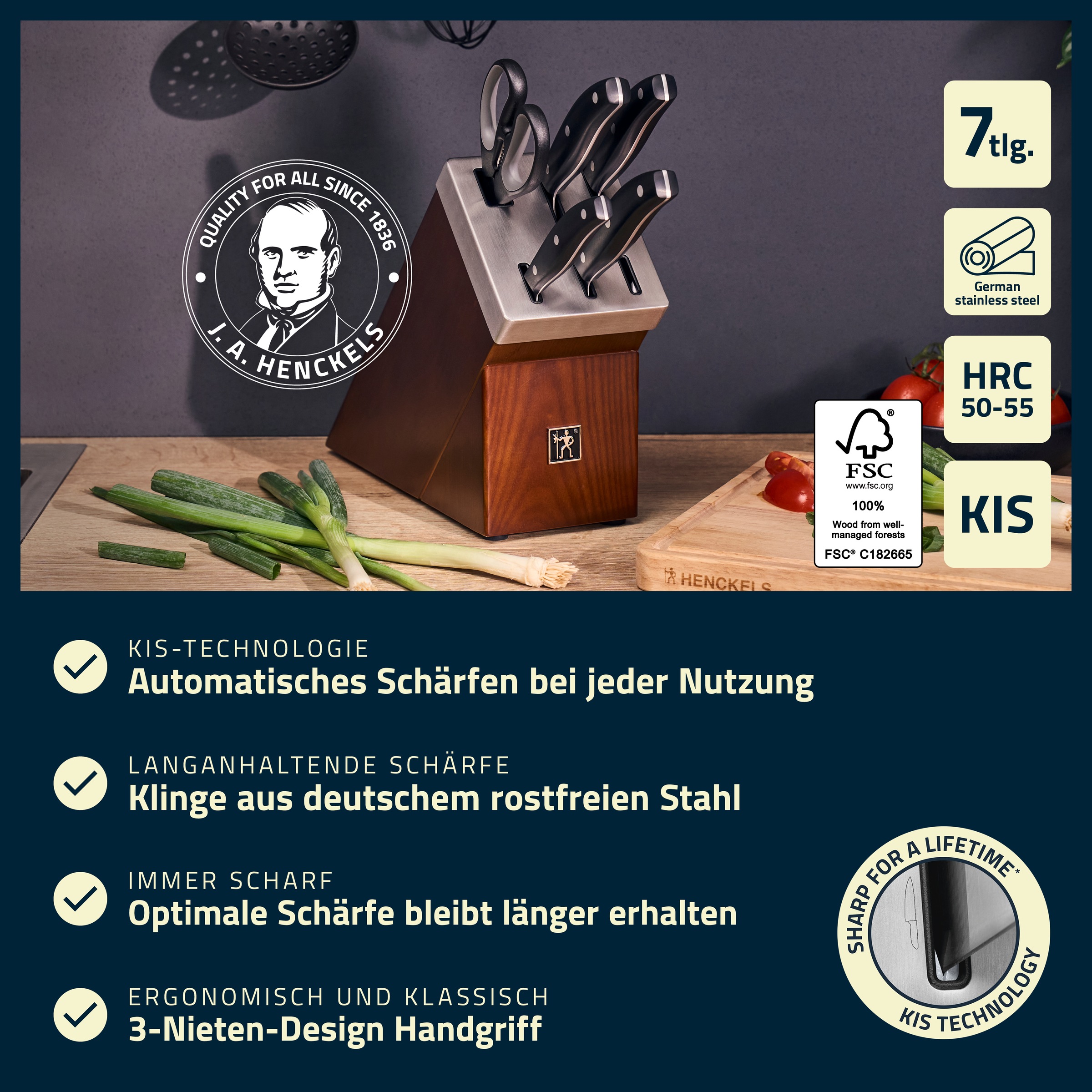 HENCKELS by ZWILLING Messerblock »Everyday« 7 Selbstschärfender Messerblock, Keramik-Schleifsteine, Vielzweckschere