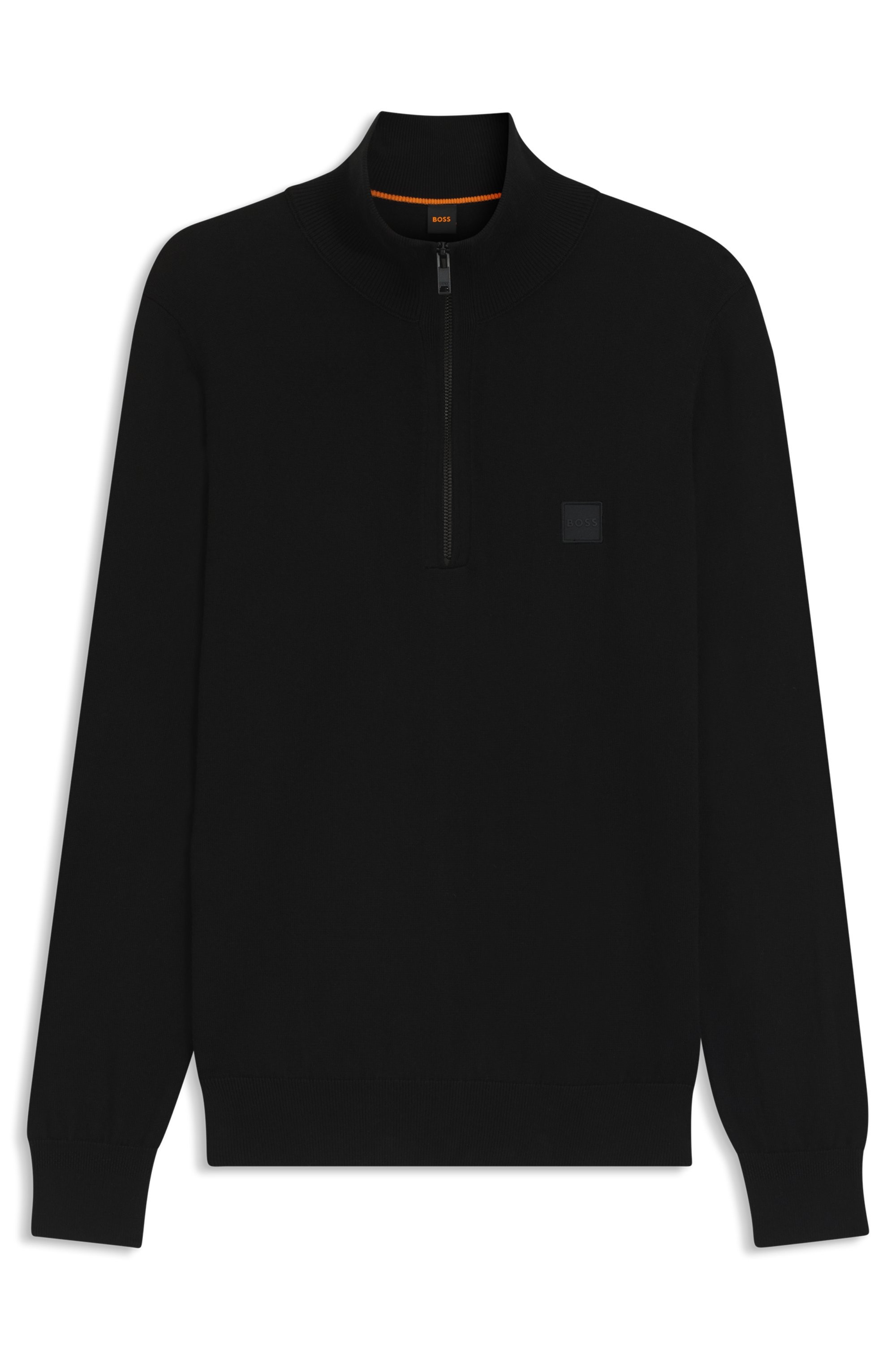 BOSS ORANGE Rollkragenpullover »Kanobix« Regular fit, Stehkragen mit Reißverschluss, Ton-in-Ton Logo