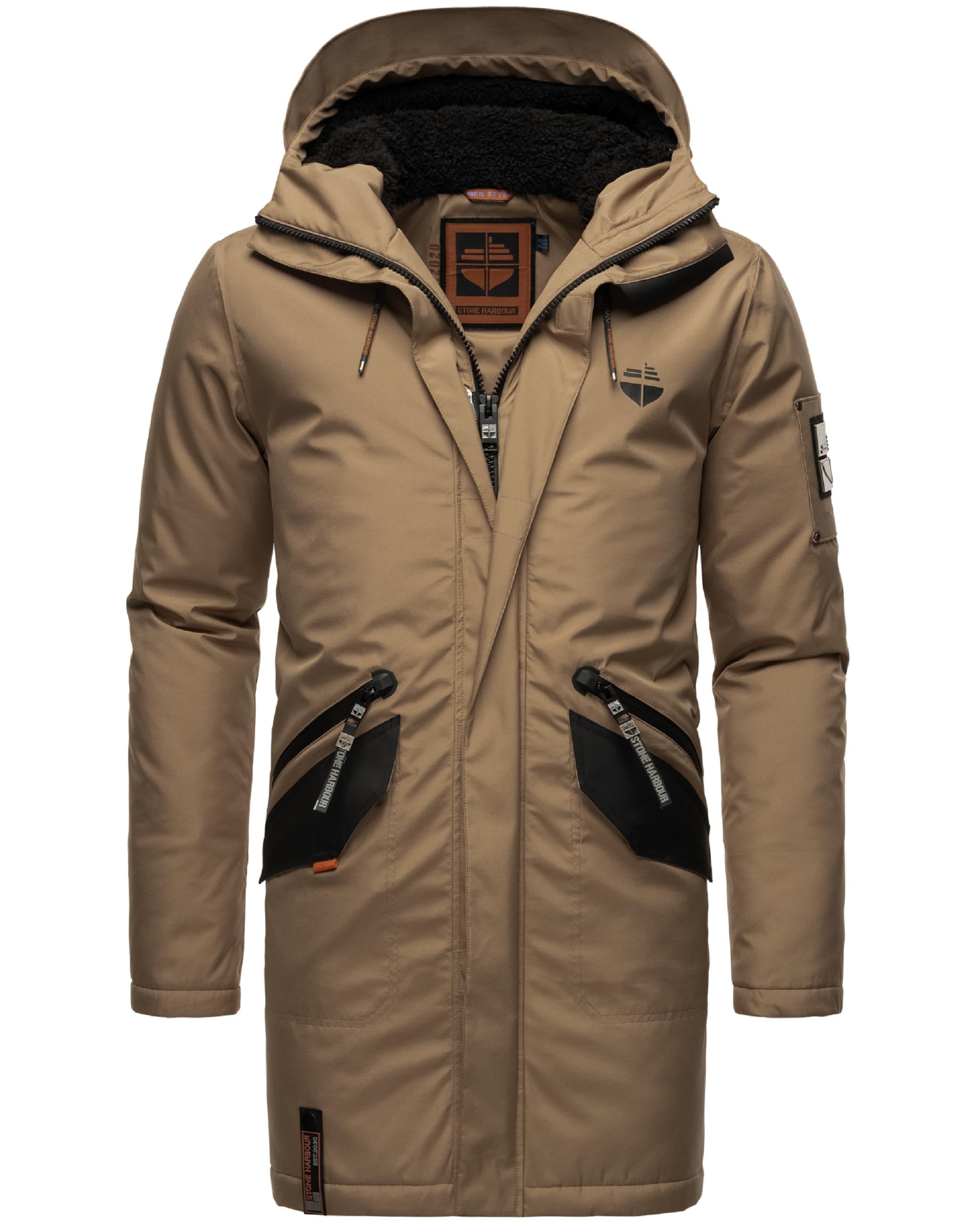 Stone Harbour Wintermantel »Wintermantel Ragaan«, modischer Herren Winterparka mit Teddyfell Futter