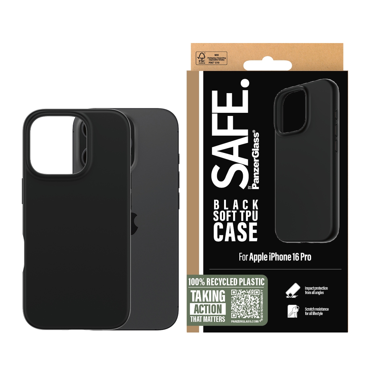 SAFE by PanzerGlass Handyhülle »Soft TPU Case für Apple iPhone 16 Pro« Smartphones Backcover, Schutzhülle, Handyschutzhülle, Case, Schutzcase, stoßfest